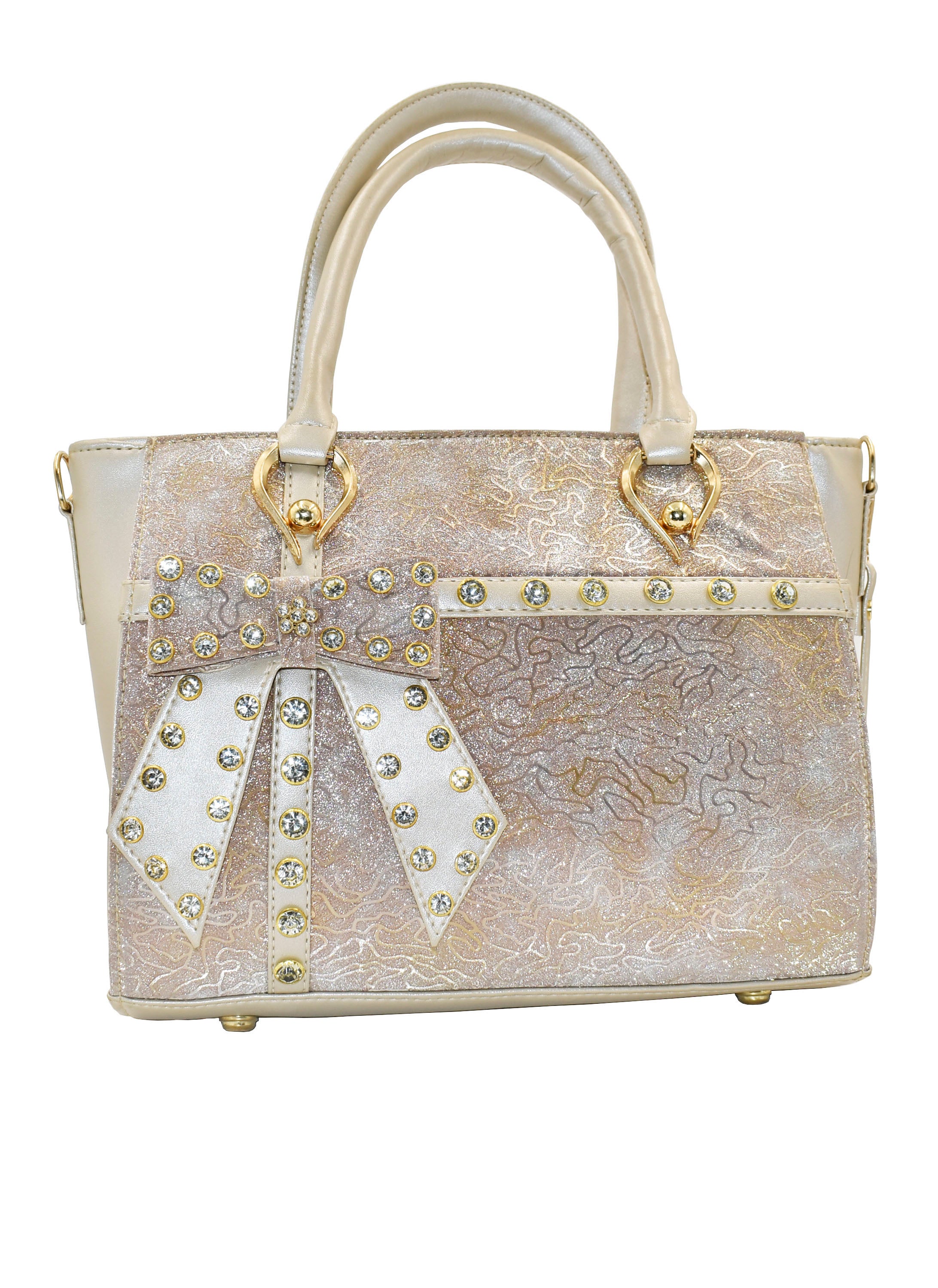 Malana Merino Women/Girl's Silver Colour Hand Bag with Detachable Adjustable Strap.