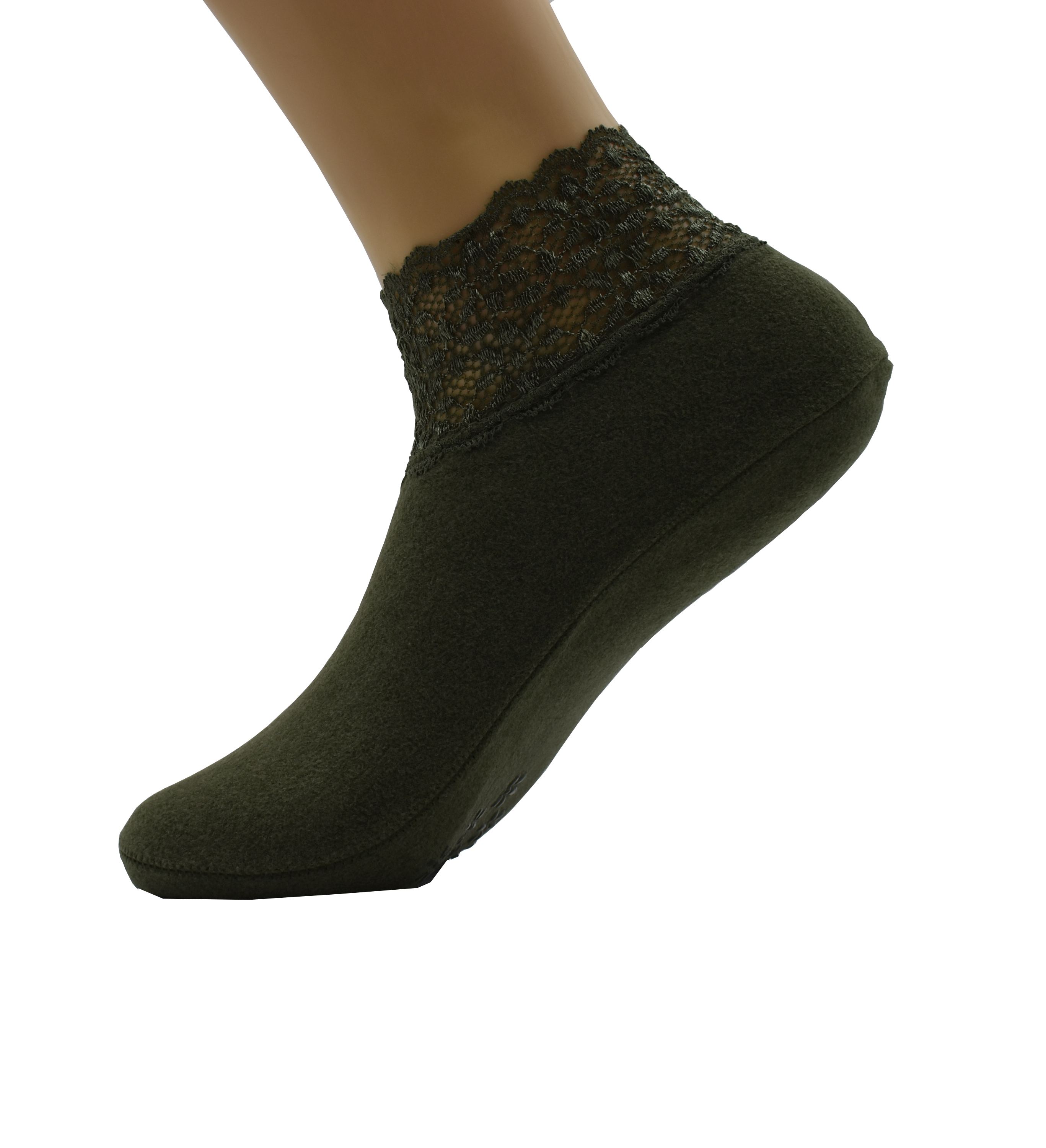Malana Merino Mehndi Colour Lace Warm Socks, No Show Socks, Lace Comfortable Thermal Cotton Ankle Boat Socks, Pop Invisible Socks with Non-slip Bases for Women Girls (Pack of 2)