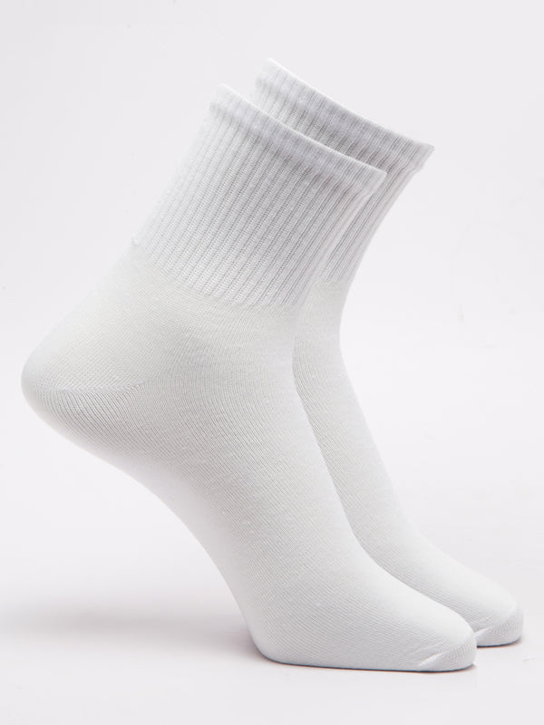Malana Merino Diamond Men's Compact Cotton Terry Ankle Length Socks White (Pack of 2)