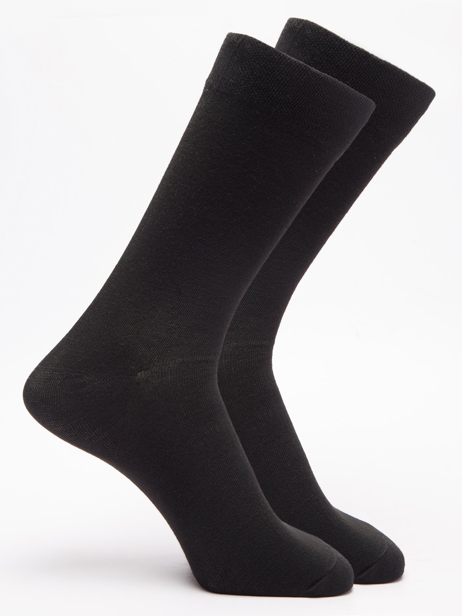 Malana Merino Men's Plane Calf-Lengh Cotton Socks (Pack of 2) Black