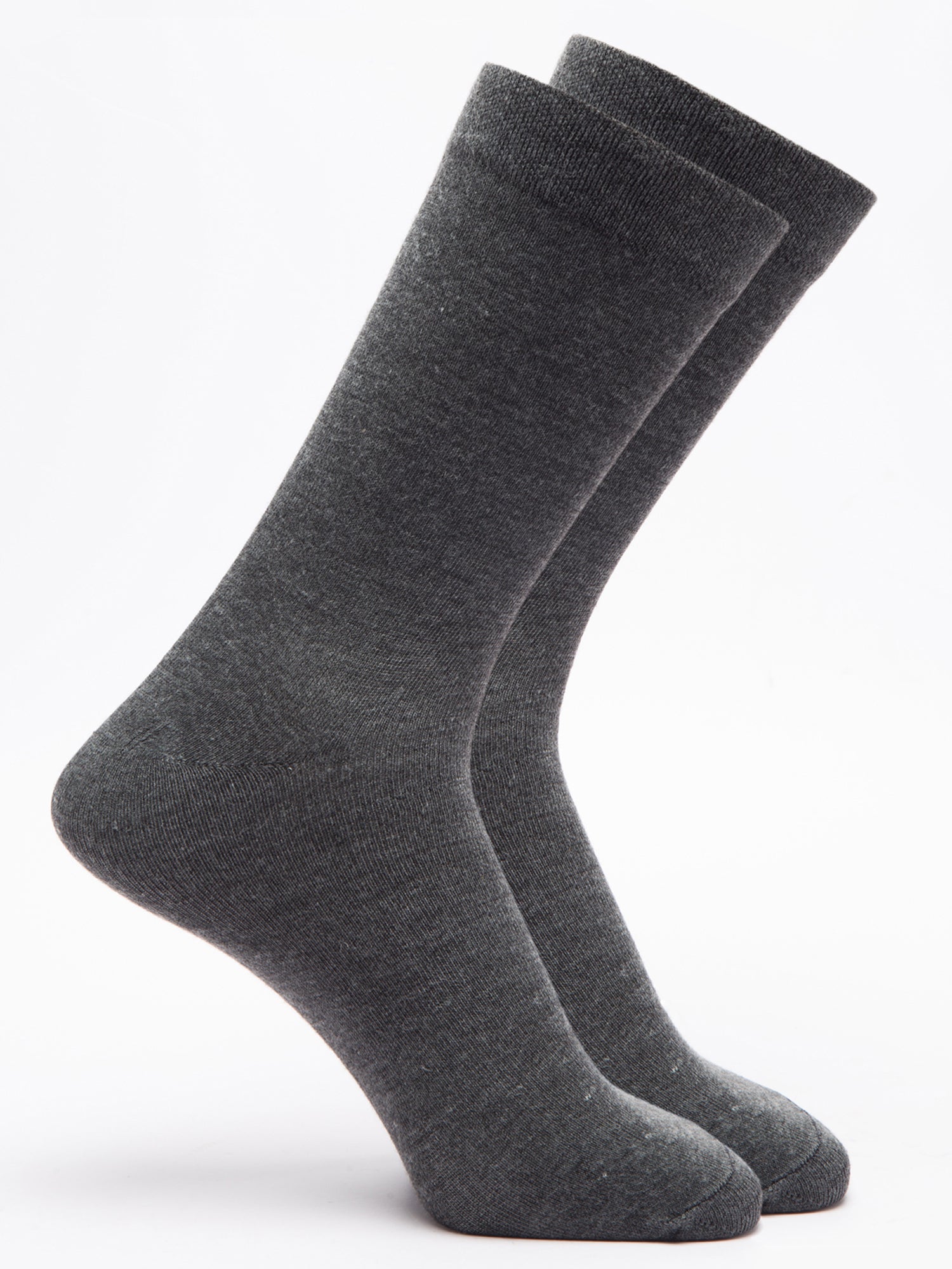 Malana Merino Men's Plane Calf-Lengh Cotton Socks (Pack of 2) Dark Grey
