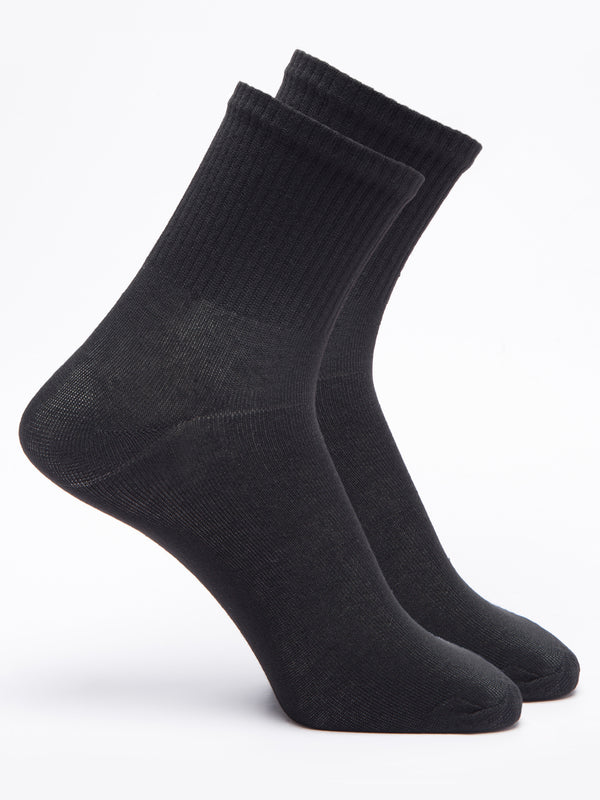Malana Merino Diamond Men's Compact Cotton Terry Ankle Length Socks Black (Pack of 2)