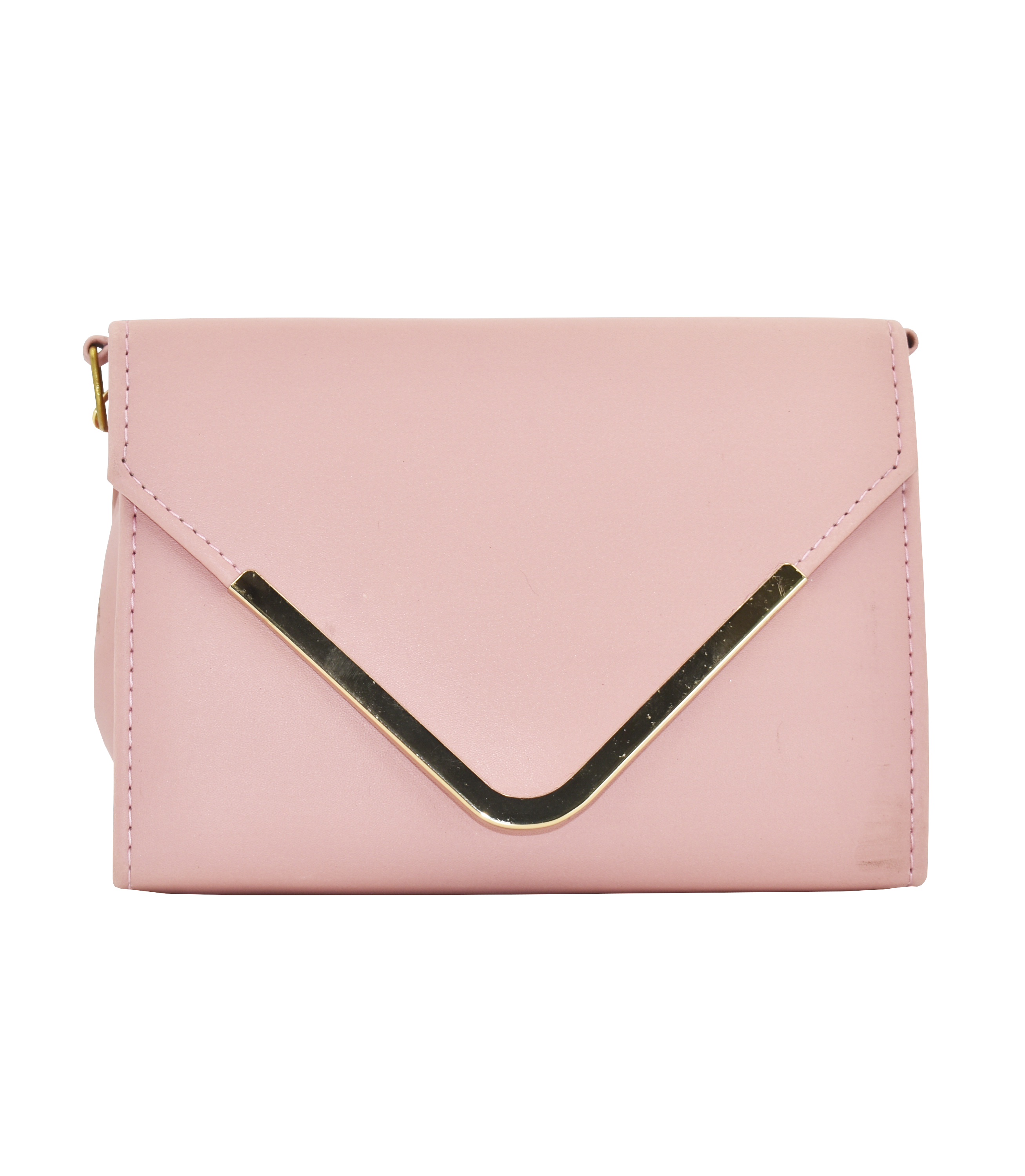 Malana Merino V-flap crossbody sling bag with gold chain for Girl's and Women.