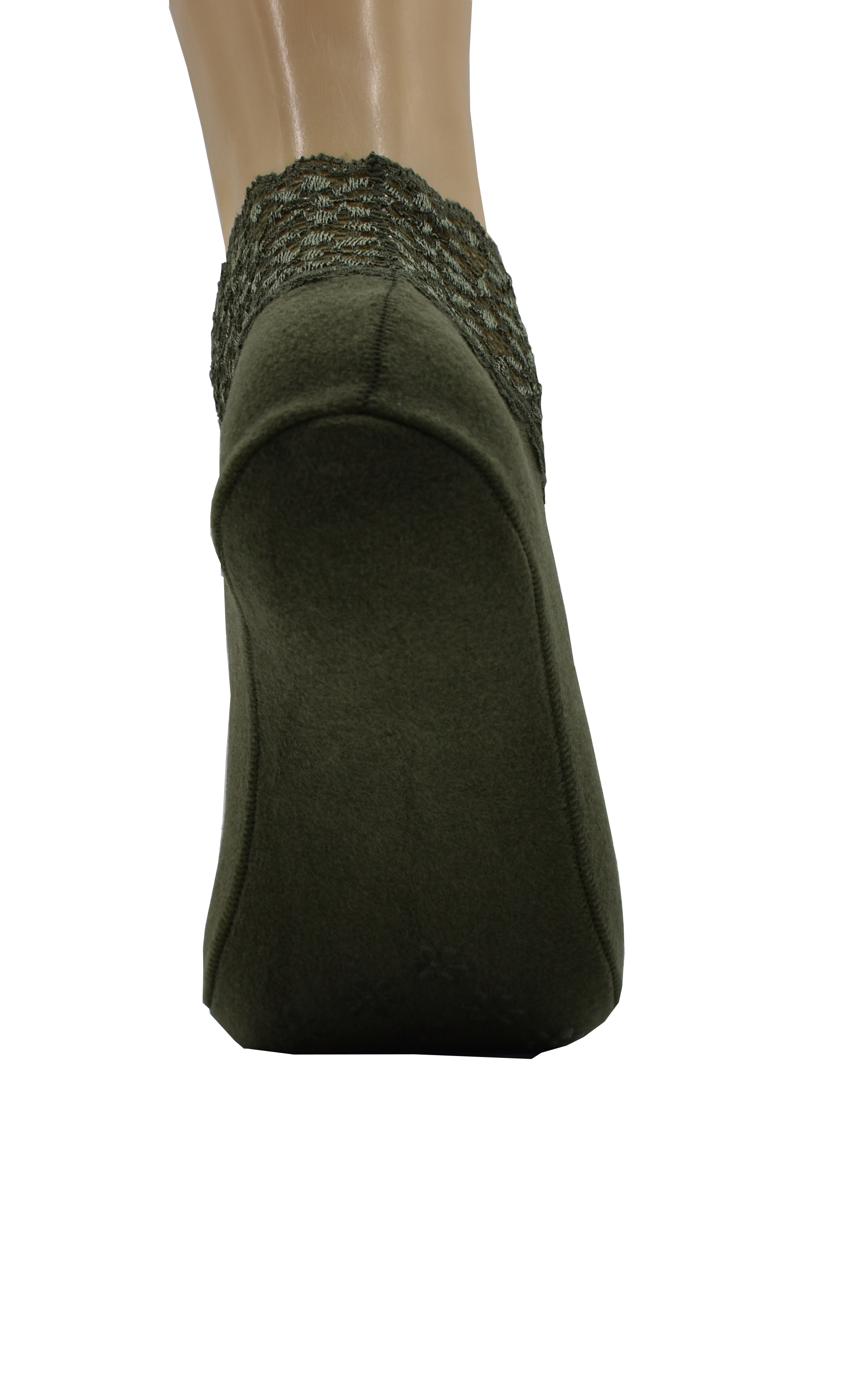 Malana Merino Mehndi Colour Lace Warm Socks, No Show Socks, Lace Comfortable Thermal Cotton Ankle Boat Socks, Pop Invisible Socks with Non-slip Bases for Women Girls (Pack of 2)