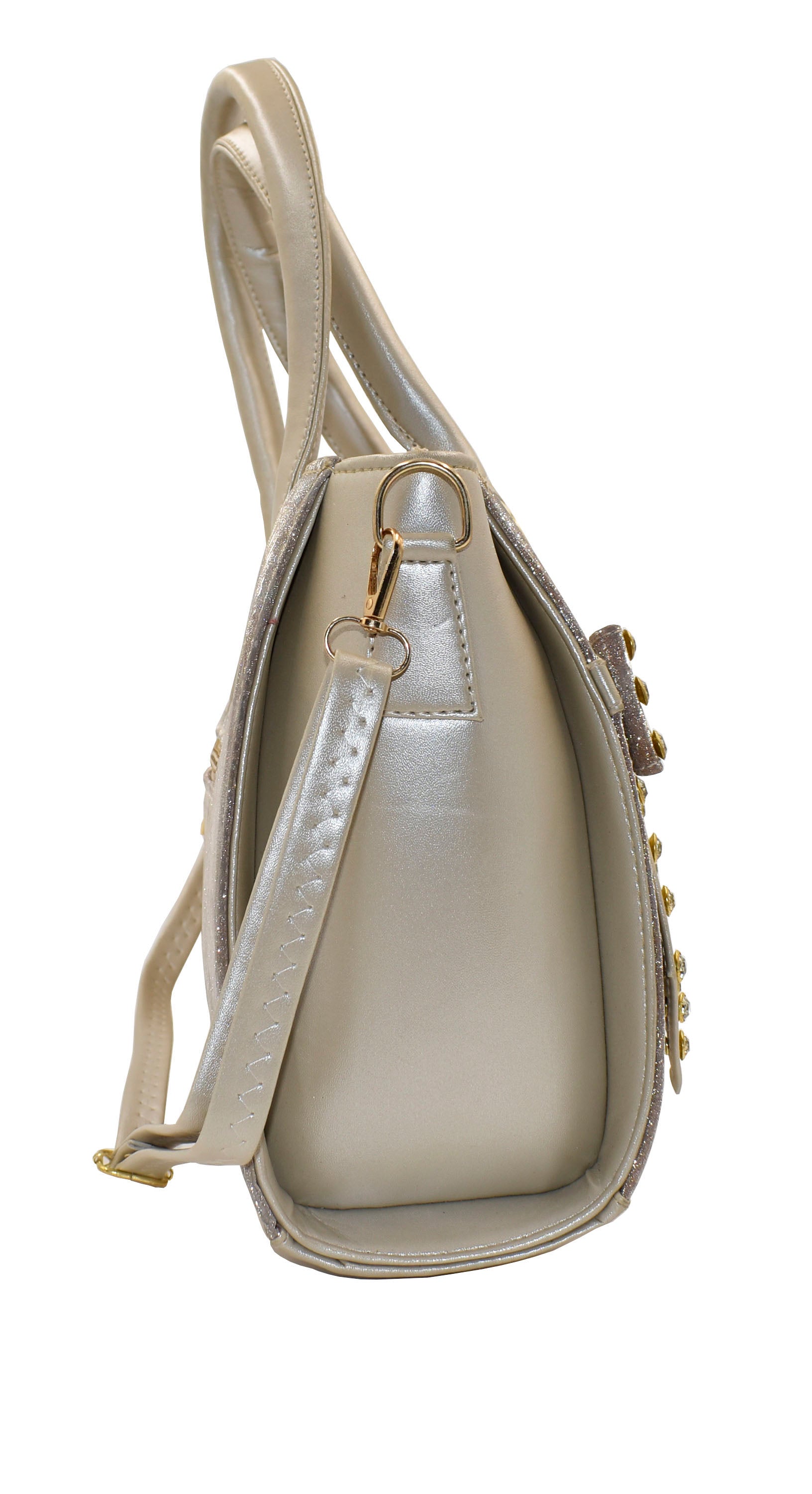 Malana Merino Women/Girl's Silver Colour Hand Bag with Detachable Adjustable Strap.
