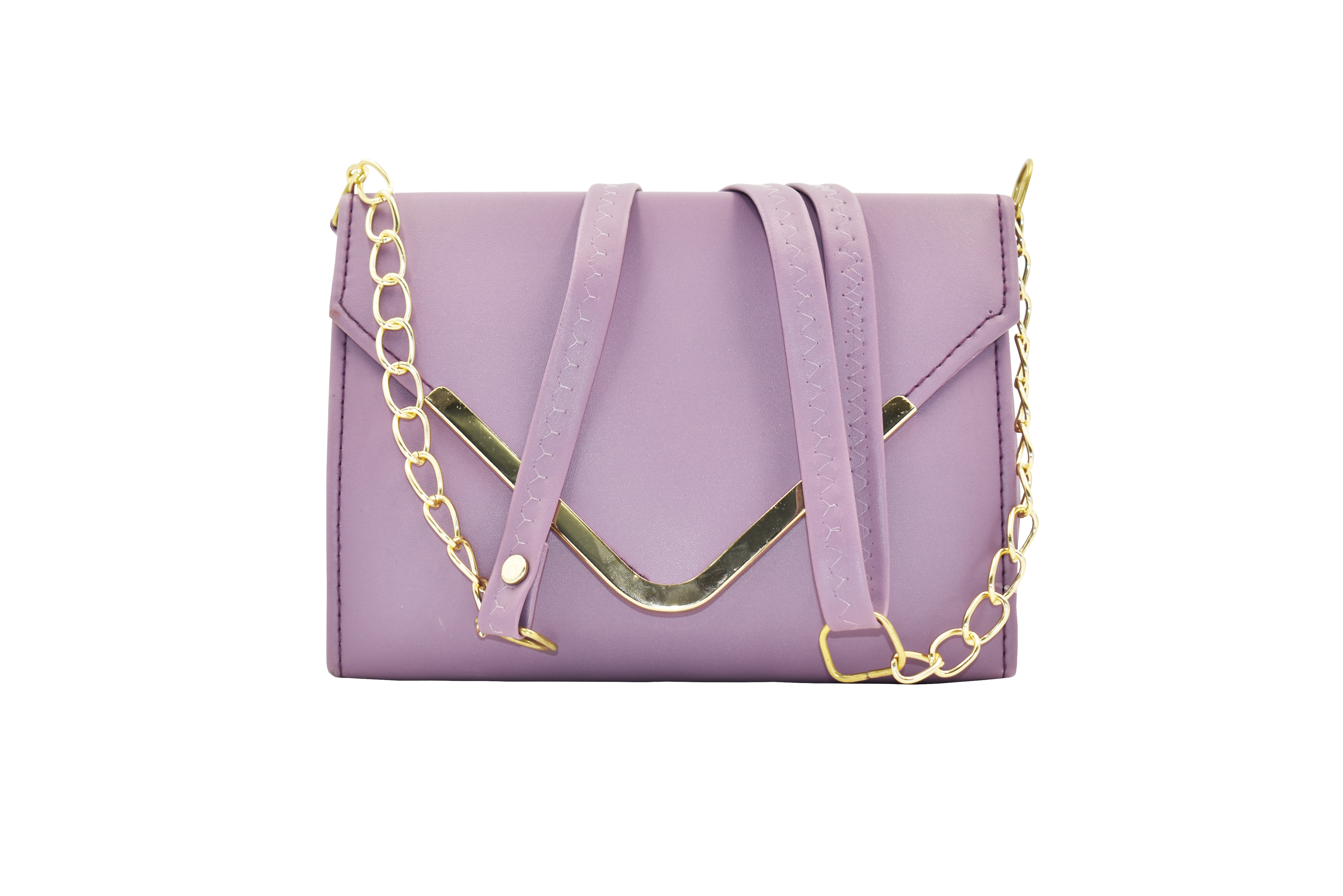 Malana Merino V-flap crossbody sling bag with gold chain for Girl's and Women.