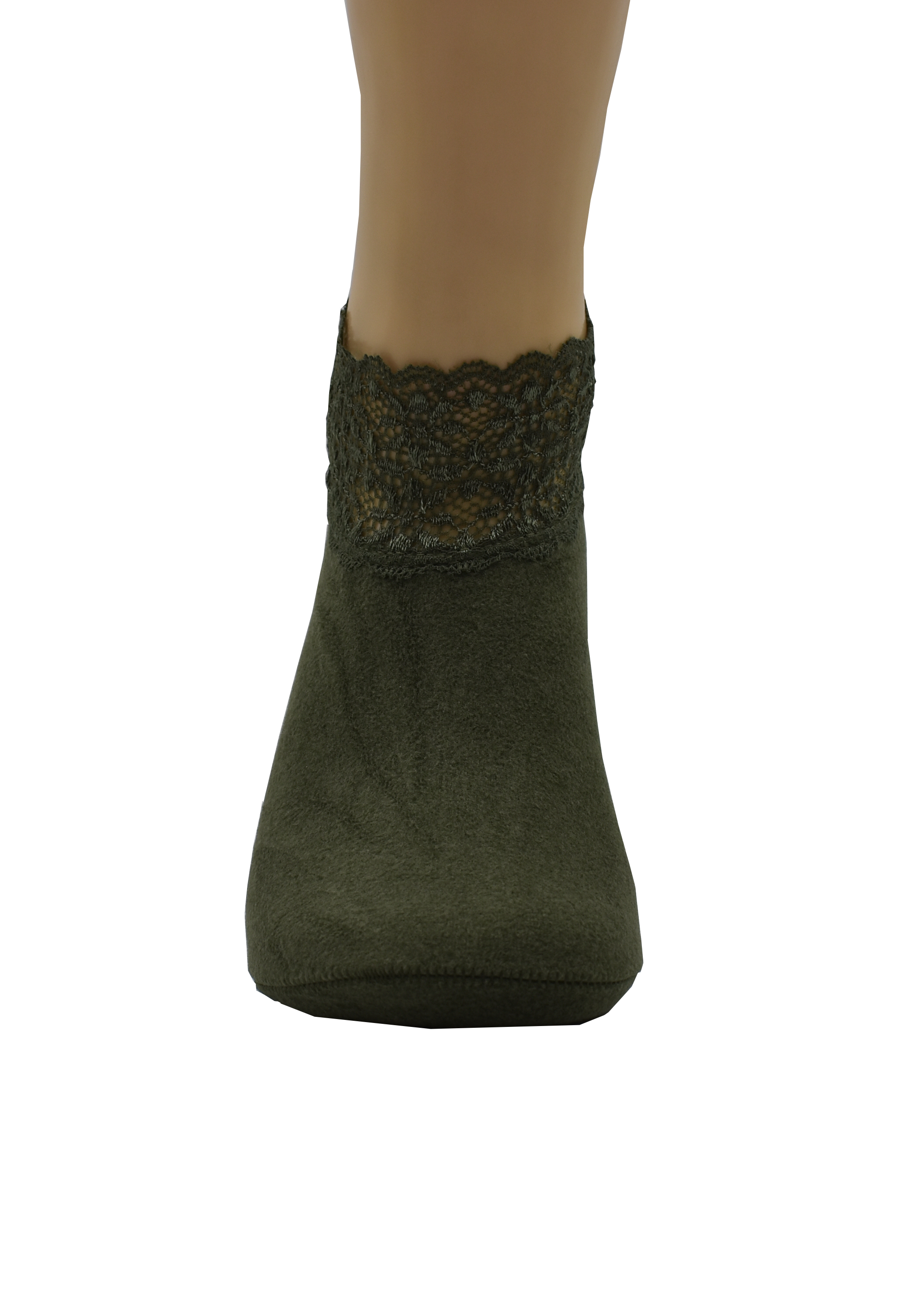 Malana Merino Mehndi Colour Lace Warm Socks, No Show Socks, Lace Comfortable Thermal Cotton Ankle Boat Socks, Pop Invisible Socks with Non-slip Bases for Women Girls (Pack of 2)