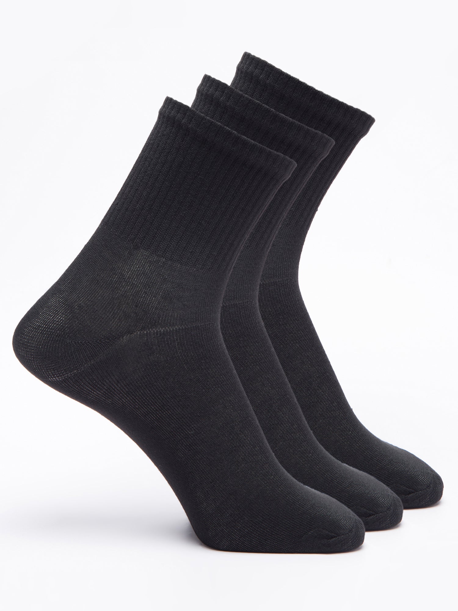 Malana Merino Diamond Men's Compact Cotton Terry Ankle Length Socks Black (Pack of 3)