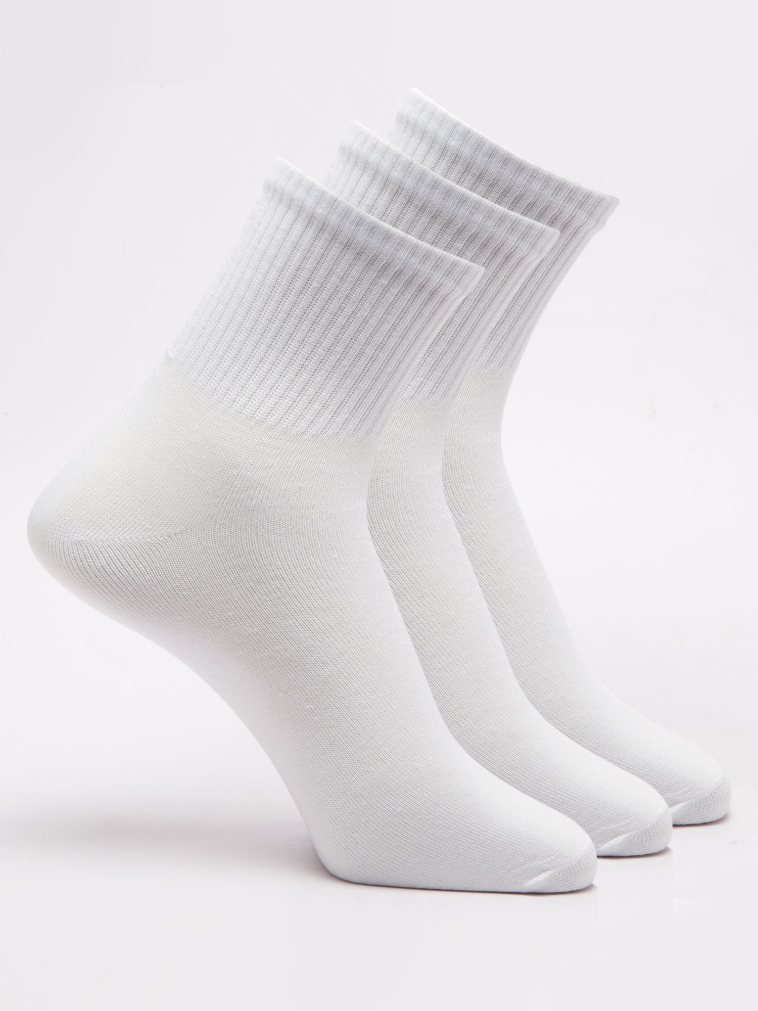 Malana Merino Diamond Men's Compact Cotton Terry Ankle Length Socks White (Pack of 3)