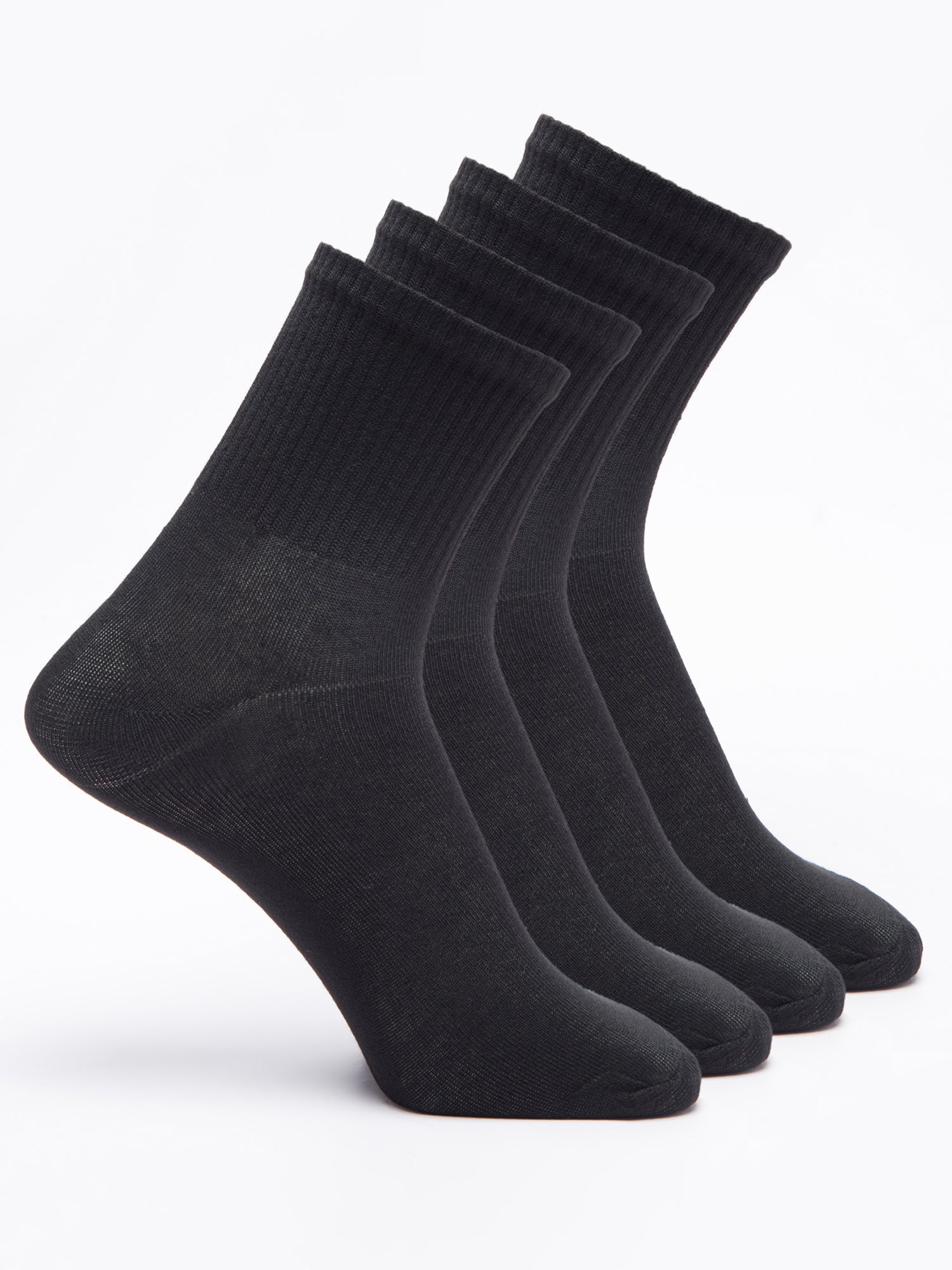 Malana Merino Diamond Men's Compact Cotton Terry Ankle Length Socks Black (Pack of 4)