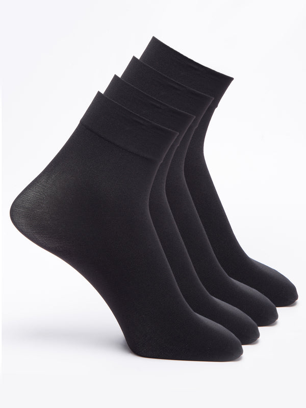 Malana Merino Black Colour Women/Girl's Nylon Without Toe Socks (Pack of 4)