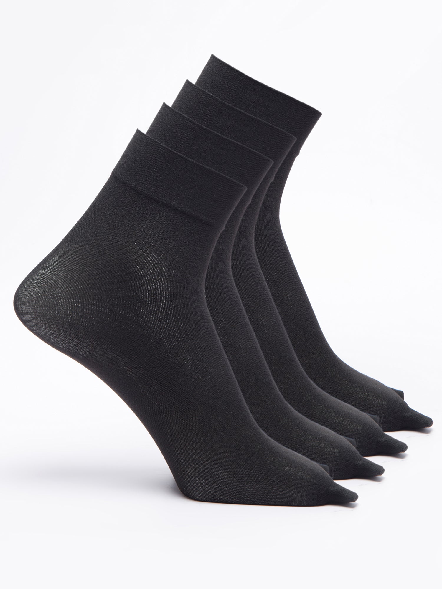 Malana Merino Black Colour Women/Girl's Nylon With Toe Socks (Pack of 4)