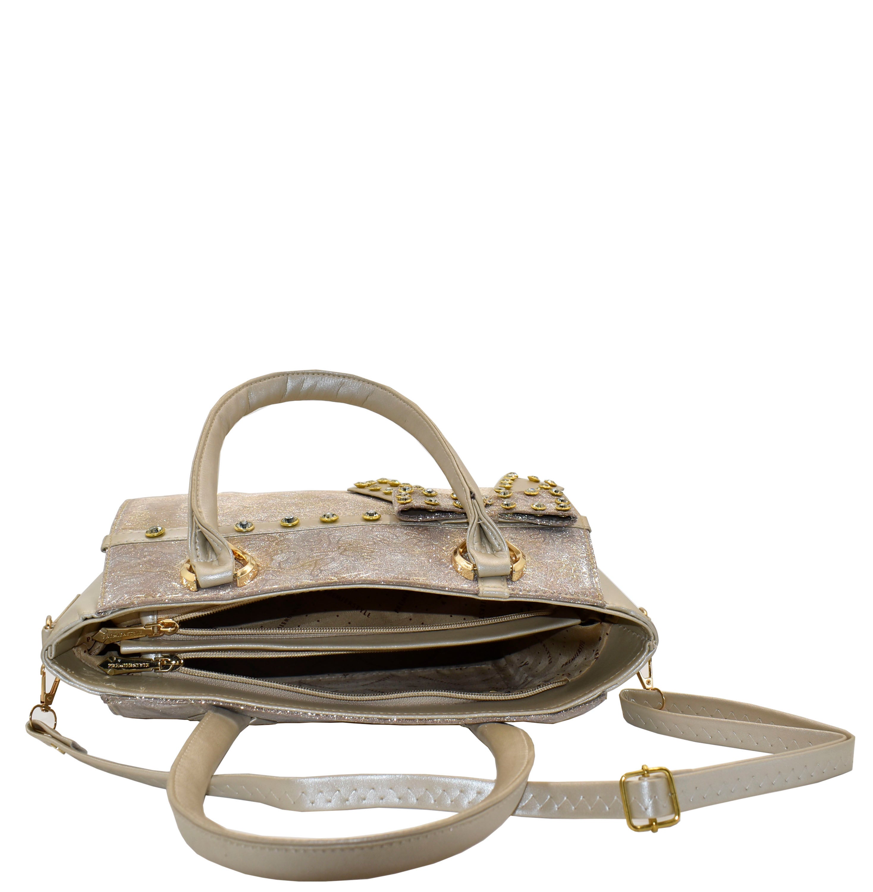 Malana Merino Women/Girl's Silver Colour Hand Bag with Detachable Adjustable Strap.