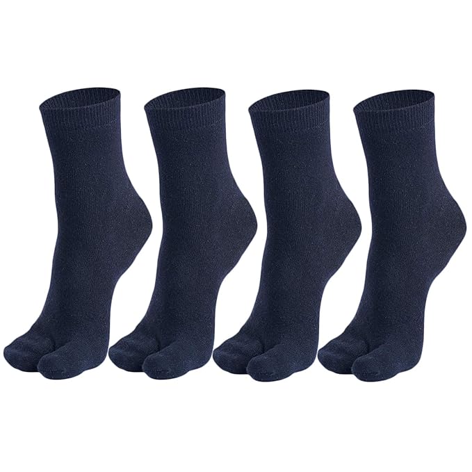 Malana Merino Black Colour Women/Girl's Nylon With Toe Socks (Pack of 4)