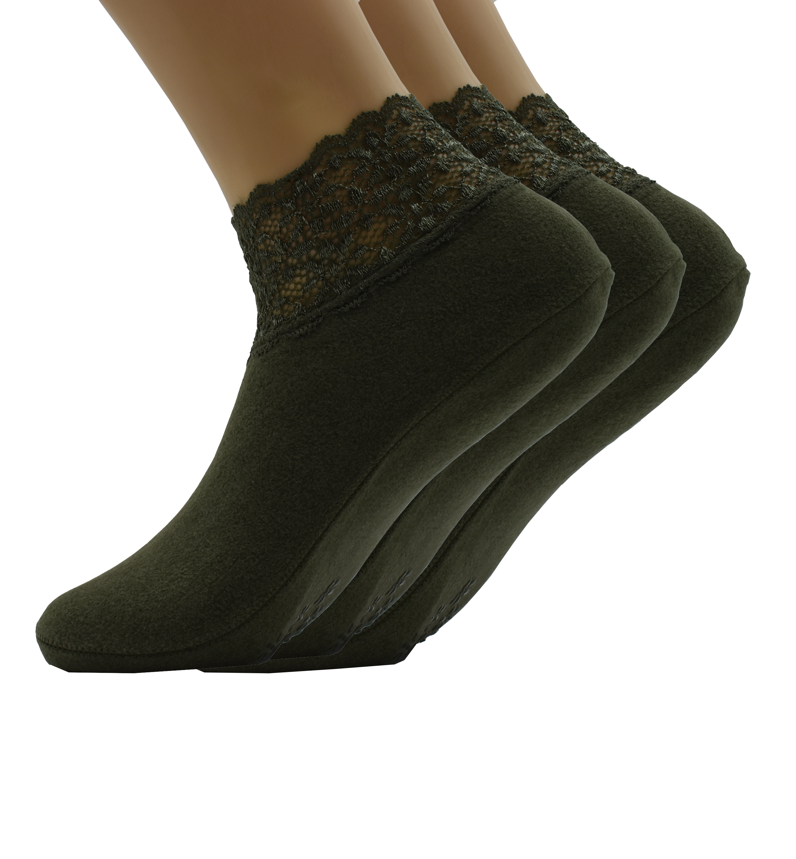 Malana Merino Mehndi Colour Lace Warm Socks, No Show Socks, Lace Comfortable Thermal Cotton Ankle Boat Socks, Pop Invisible Socks with Non-slip Bases for Women Girls (Pack of 3)