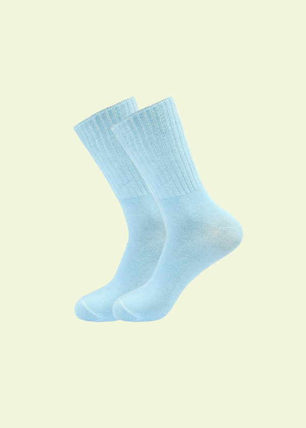 Malana Merino Men's Solid Colored Formal Mid Calf Length Socks Made with Soft & Smooth Cotton & Spandex (Pack of 2) - Sky Blue
