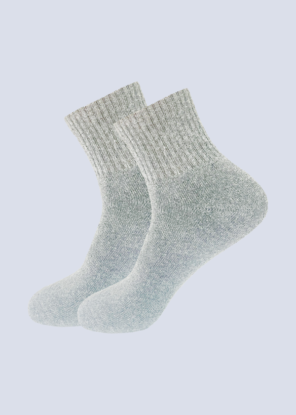Malana Merino Men's Compact Cotton Ankle Length Socks - Moisture Wicking Breathable & Streachable (Pack of 2) - Grey