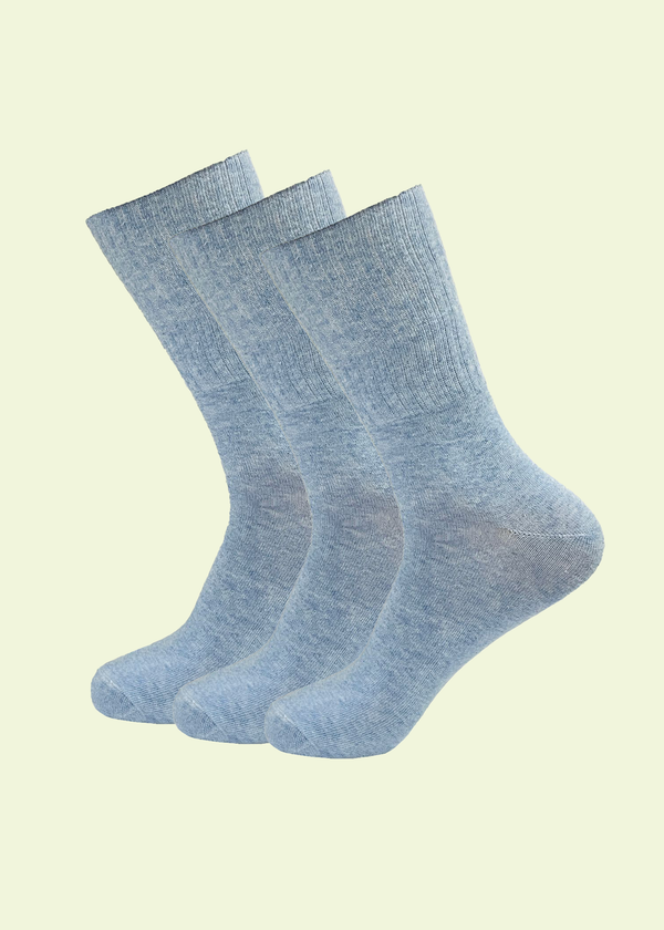 Malana Merino Men's Solid Colored Formal Mid Calf Length Socks Made with Soft & Smooth Cotton & Spandex (Pack of 3)  - Blue
