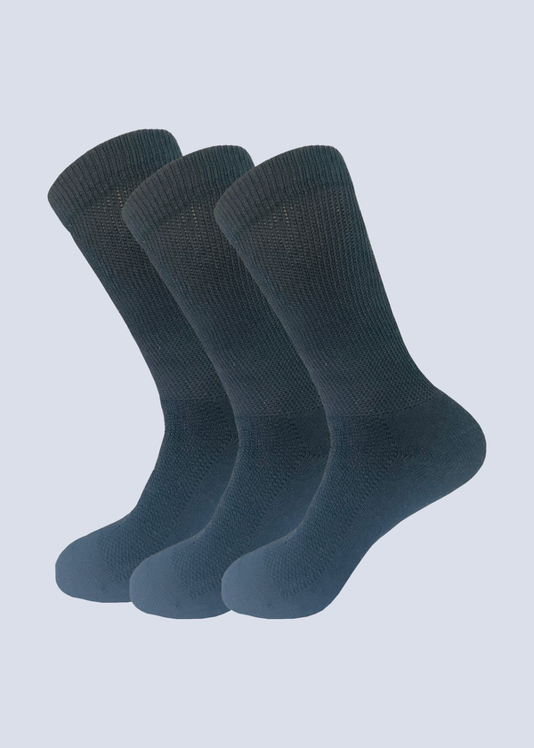 Malana Merino Men's Cushioned Crew Length Sports/Gym Socks|Made With Cotton & Spandex - High Ankel Black Socks For Men (Pack Of 3)
