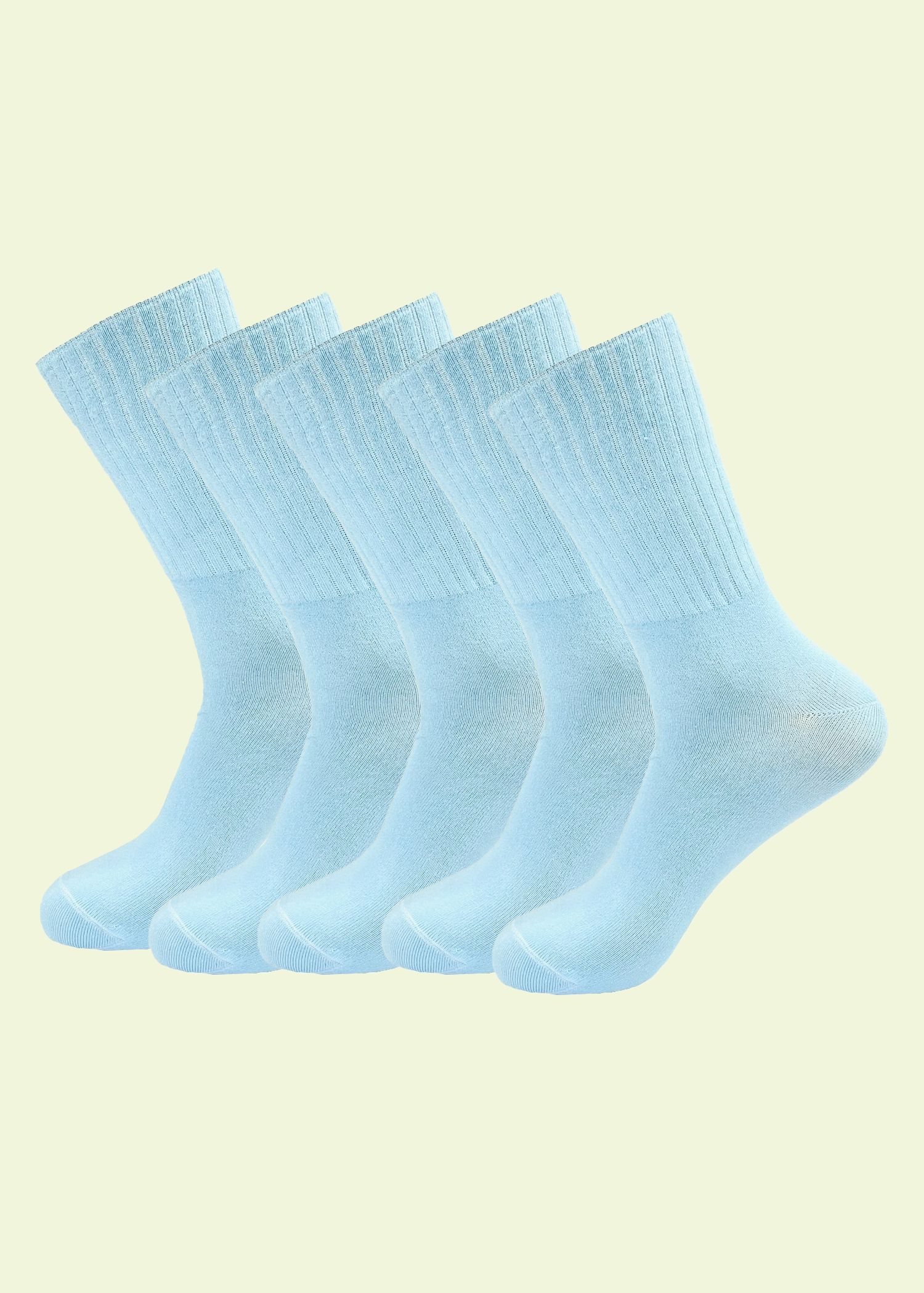 Malana Merino Men's Solid Colored Formal Mid Calf Length Socks Made with Soft & Smooth Cotton & Spandex (Pack of 5)  - Sky Blue