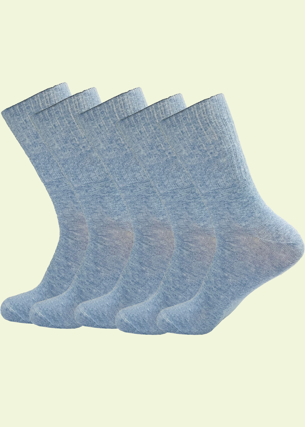 Malana Merino Men's Solid Colored Formal Mid Calf Length Socks Made with Soft & Smooth Cotton & Spandex (Pack of 5)  - Blue