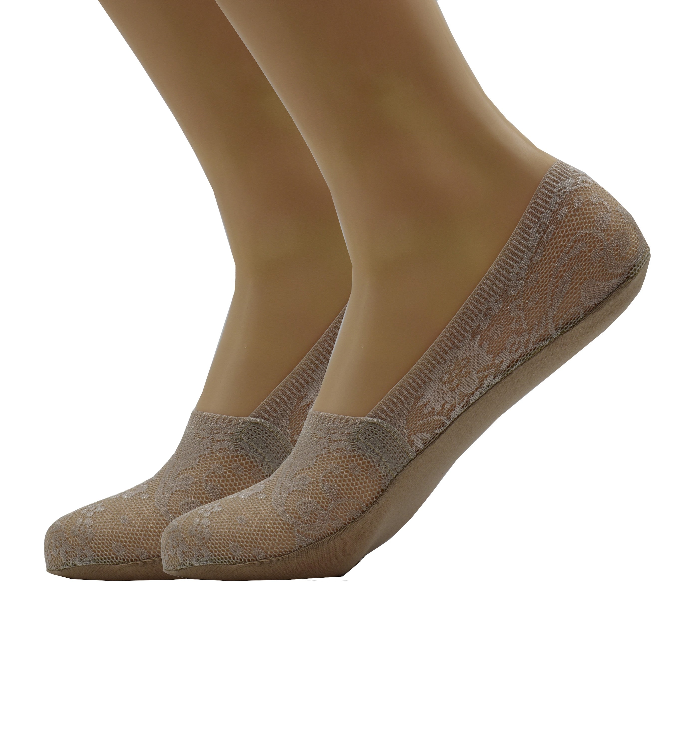 Malana Merino Light Grey Colour Women's & Girl's Anti-Skid Lace Socks Foot Cover/Footies Socks (Pack of 2)