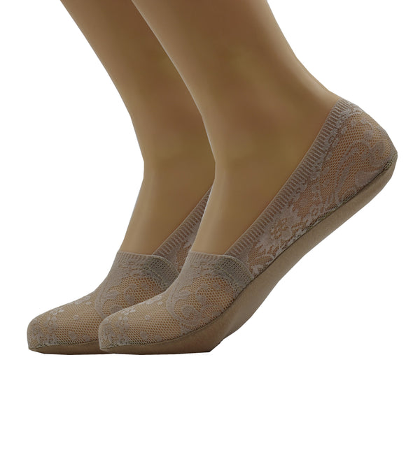 Malana Merino Light Grey Colour Women's & Girl's Anti-Skid Lace Socks Foot Cover/Footies Socks (Pack of 2)