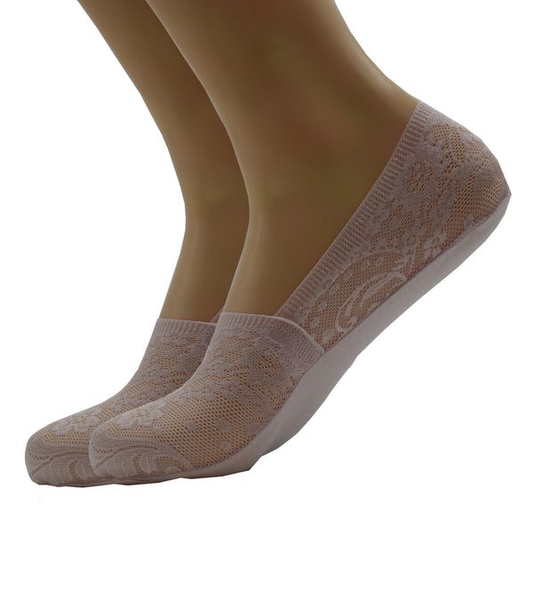 Malana Merino Pink Colour Women's & Girl's Anti-Skid Lace Socks Foot Cover/Footies Socks (Pack of 2)