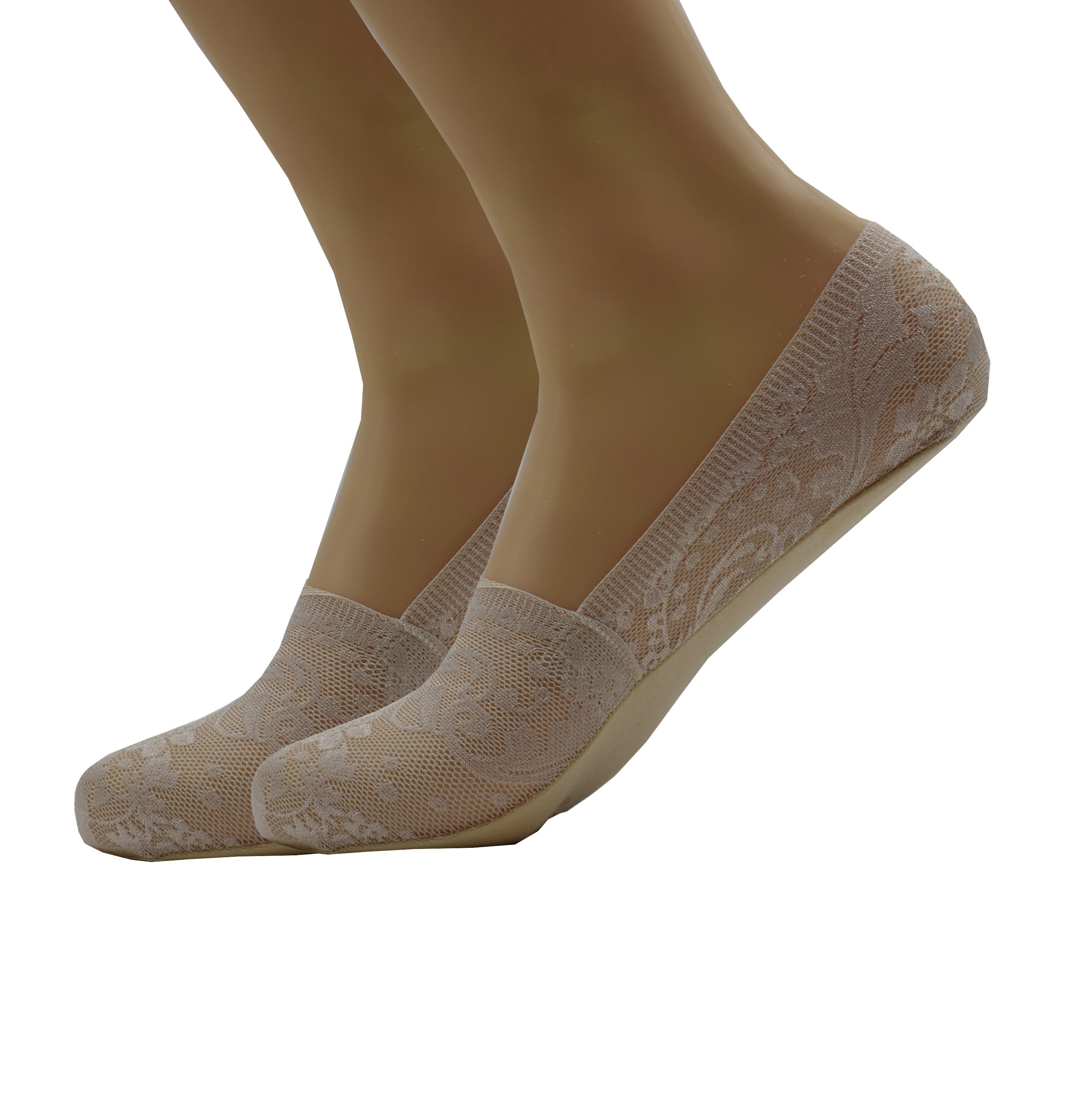 Malana Merino Light Pink Women's & Girl's Anti-Skid Lace Socks Foot Cover/Footies Socks (Pack of 2)