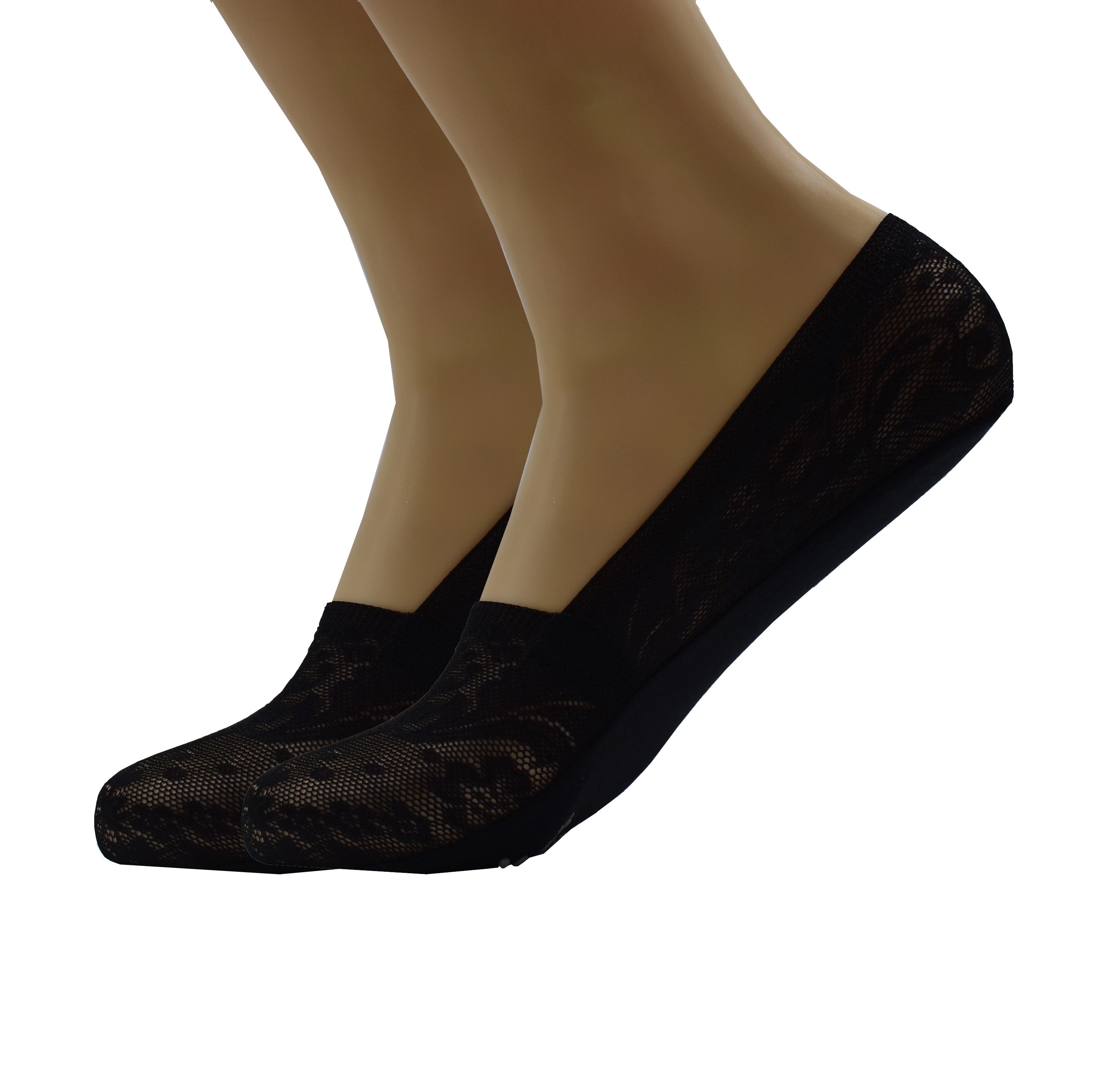 Malana Merino Black Colour Women's & Girl's Anti-Skid Lace Socks Foot Cover/Footies Socks (Pack of 2)