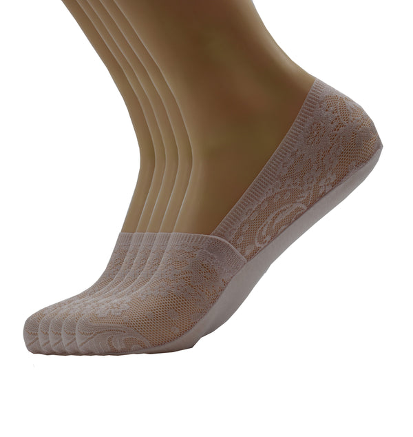 Malana Merino Pink Colour Women's & Girl's Anti-Skid Lace Socks Foot Cover/Footies Socks (Pack of 5)