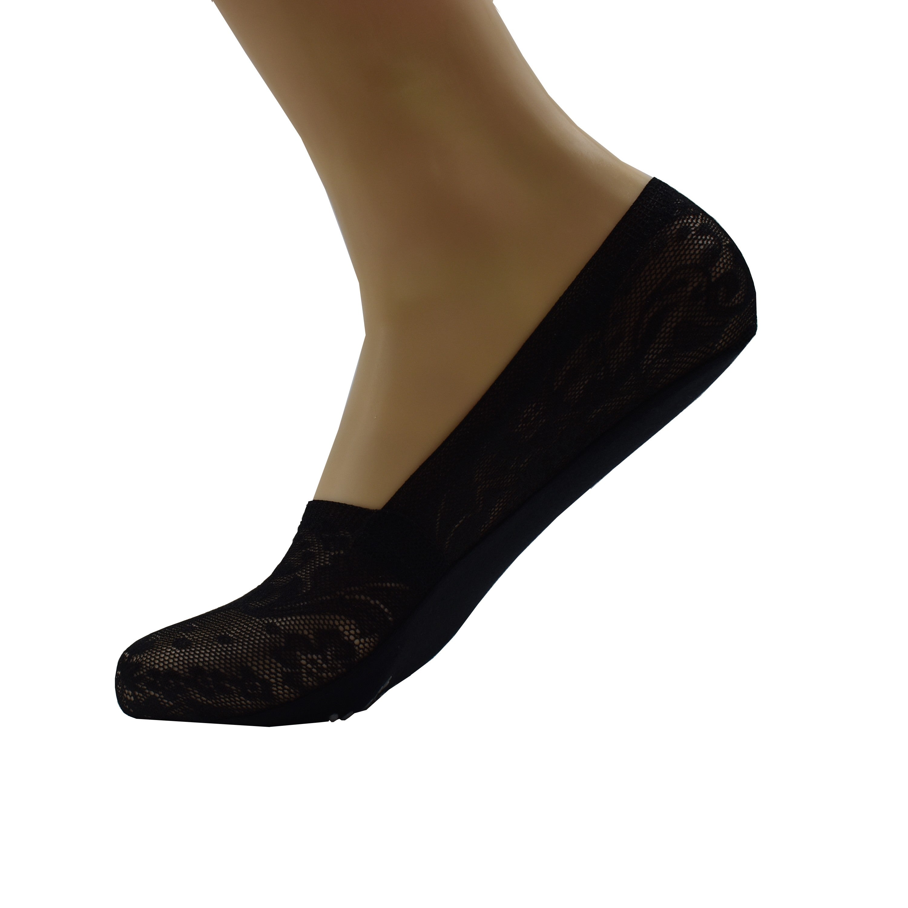 Malana Merino Black Colour Women's & Girl's Anti-Skid Lace Socks Foot Cover/Footies Socks (Pack of 5)
