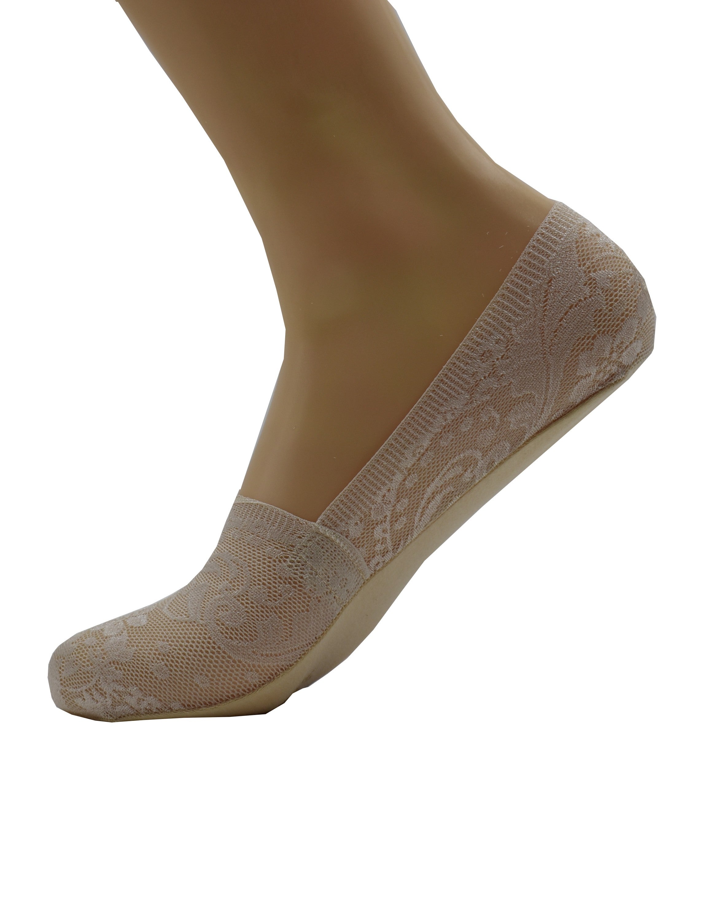 Malana Merino Light Pink Women's & Girl's Anti-Skid Lace Socks Foot Cover/Footies Socks (Pack of 2)