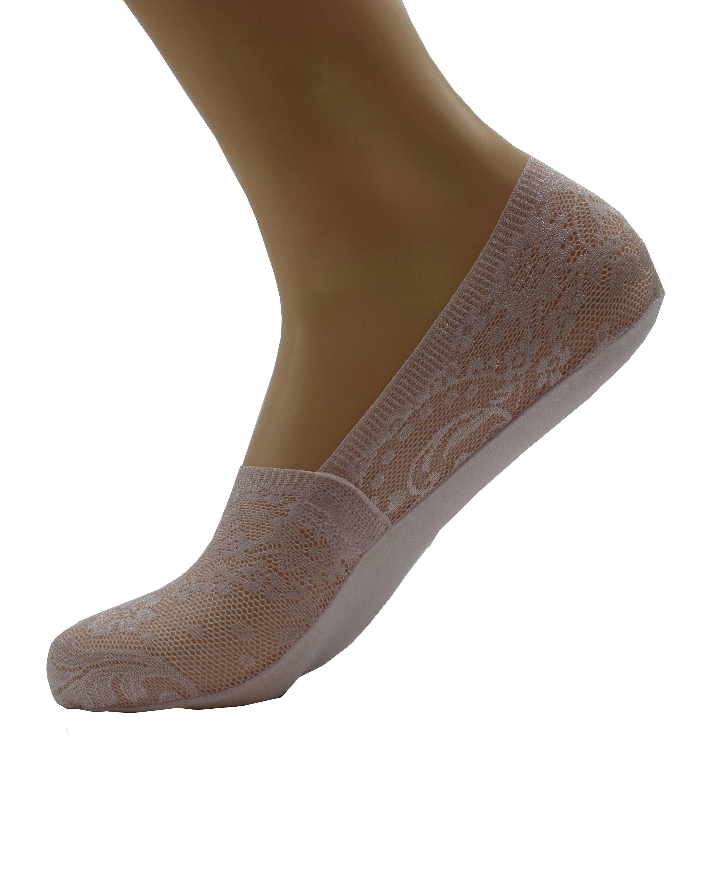 Malana Merino Pink Colour Women's & Girl's Anti-Skid Lace Socks Foot Cover/Footies Socks (Pack of 2)