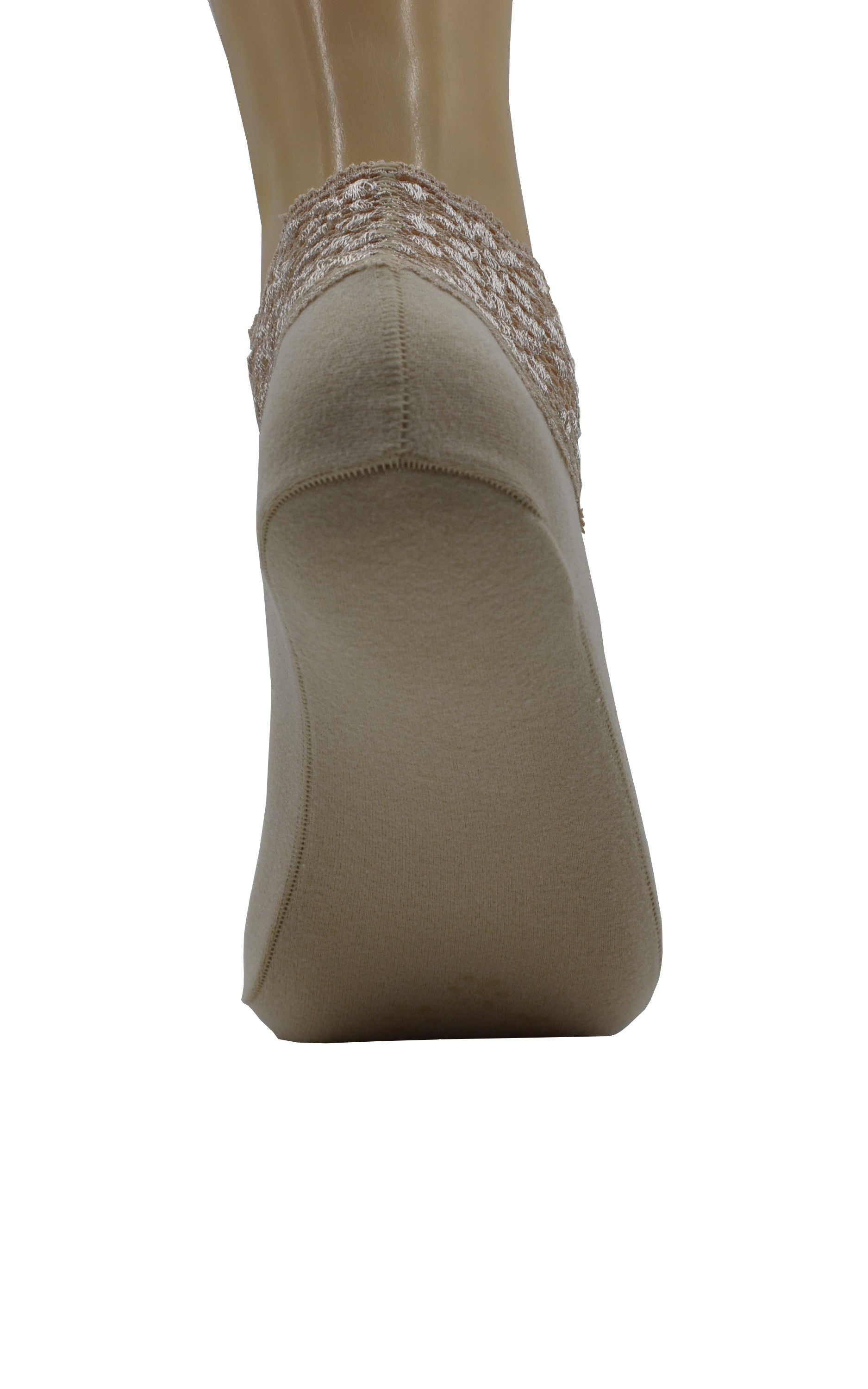 Malana Merino Cream Colour Lace Warm Socks, No Show Socks, Lace Comfortable Thermal Cotton Ankle Boat Socks, Pop Invisible Socks with Non-slip Bases for Women Girls (Pack of 5)