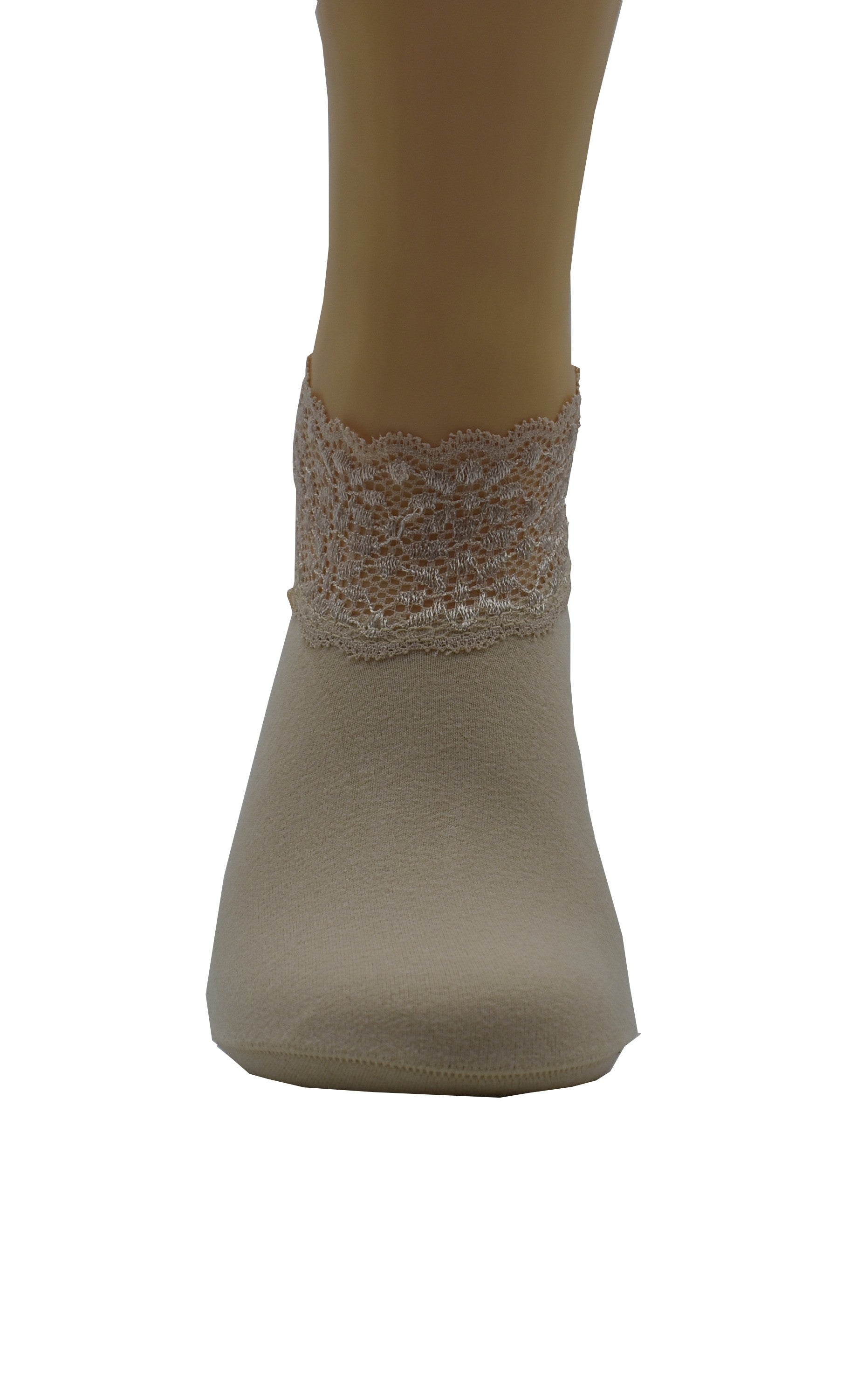 Malana Merino Cream Colour Lace Warm Socks, No Show Socks, Lace Comfortable Thermal Cotton Ankle Boat Socks, Pop Invisible Socks with Non-slip Bases for Women Girls (Pack of 5)