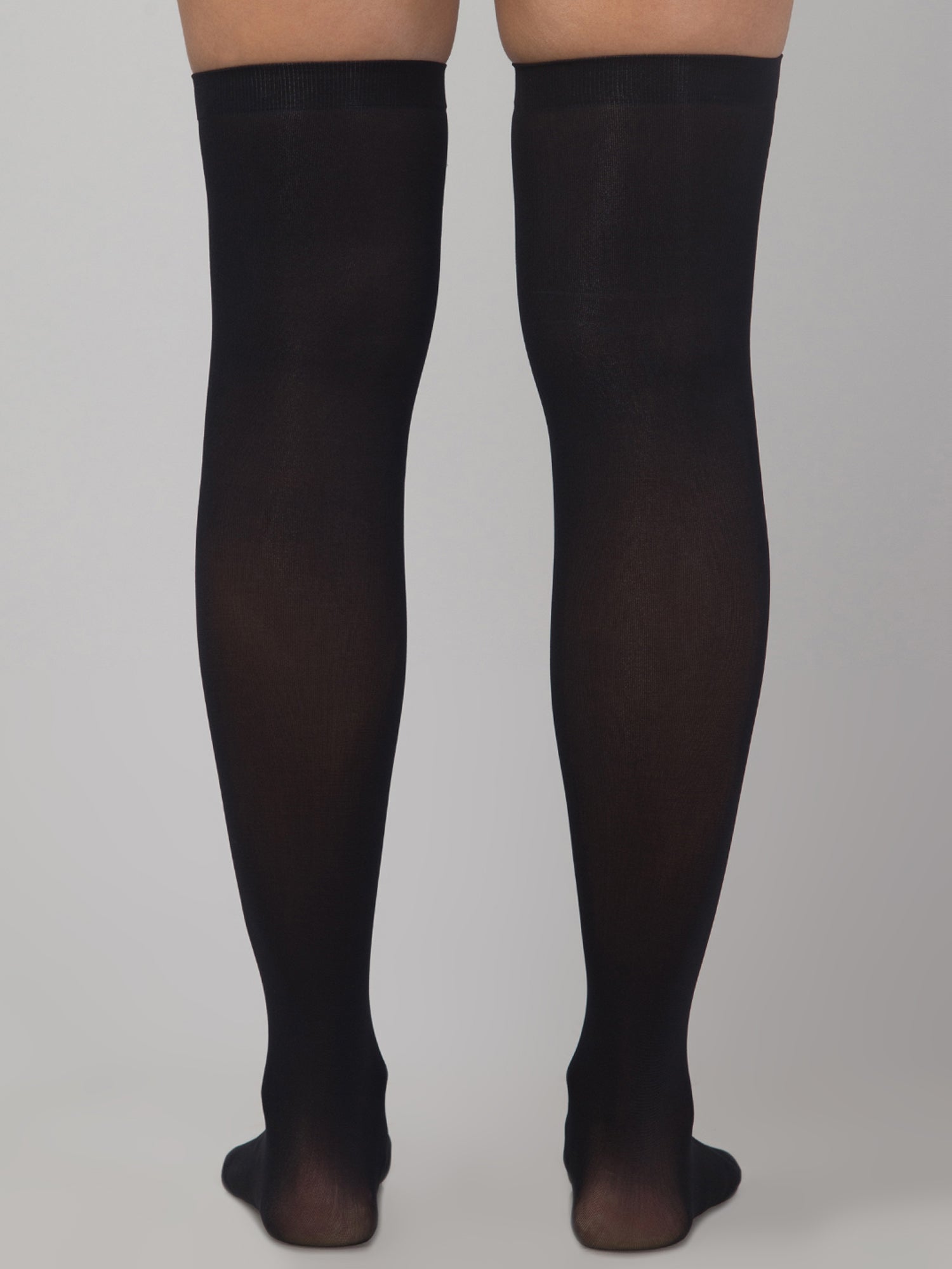 Malana Merino Women & Girls 2 Pair Nylon Transparent Thigh High Stockings Black & Skin Color (2 Pair)