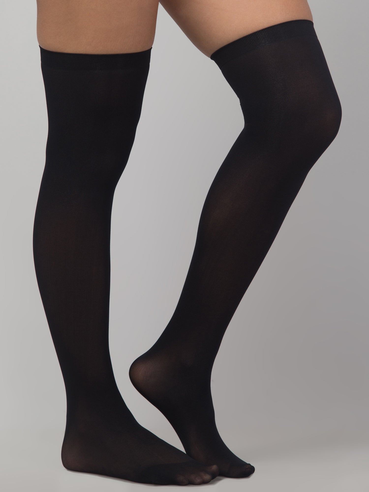 Malana Merino Women & Girls 2 Pair Nylon Transparent Thigh High Stockings Black & Skin Color (2 Pair)