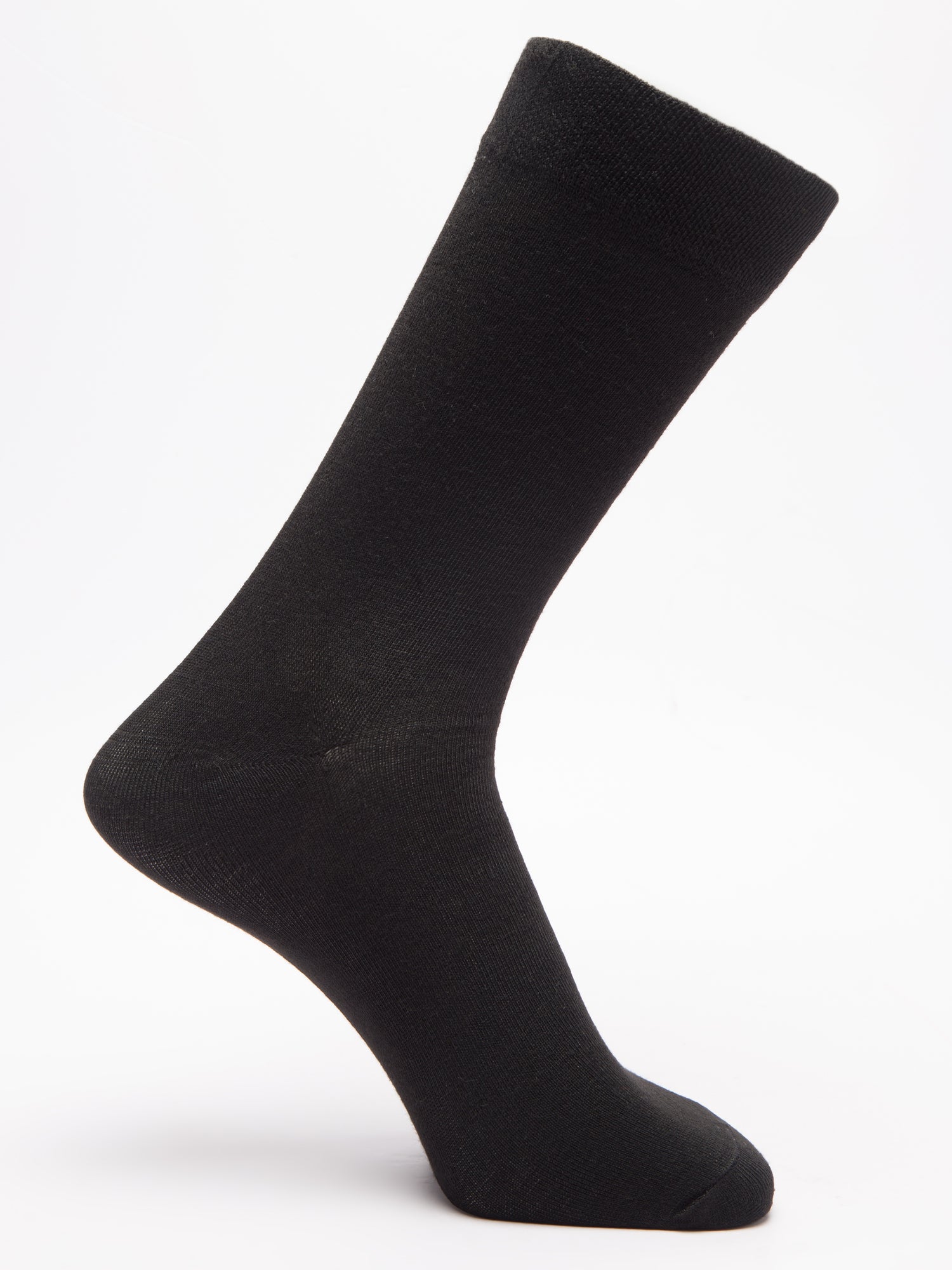 Malana Merino Men's Plane Calf-Lengh Cotton Socks (Pack of 2) Black