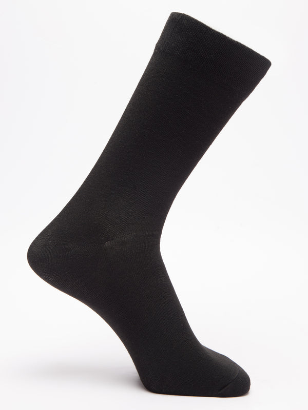 Malana Merino Men's Plane Calf-Lengh Cotton Socks (Pack of 1) Black