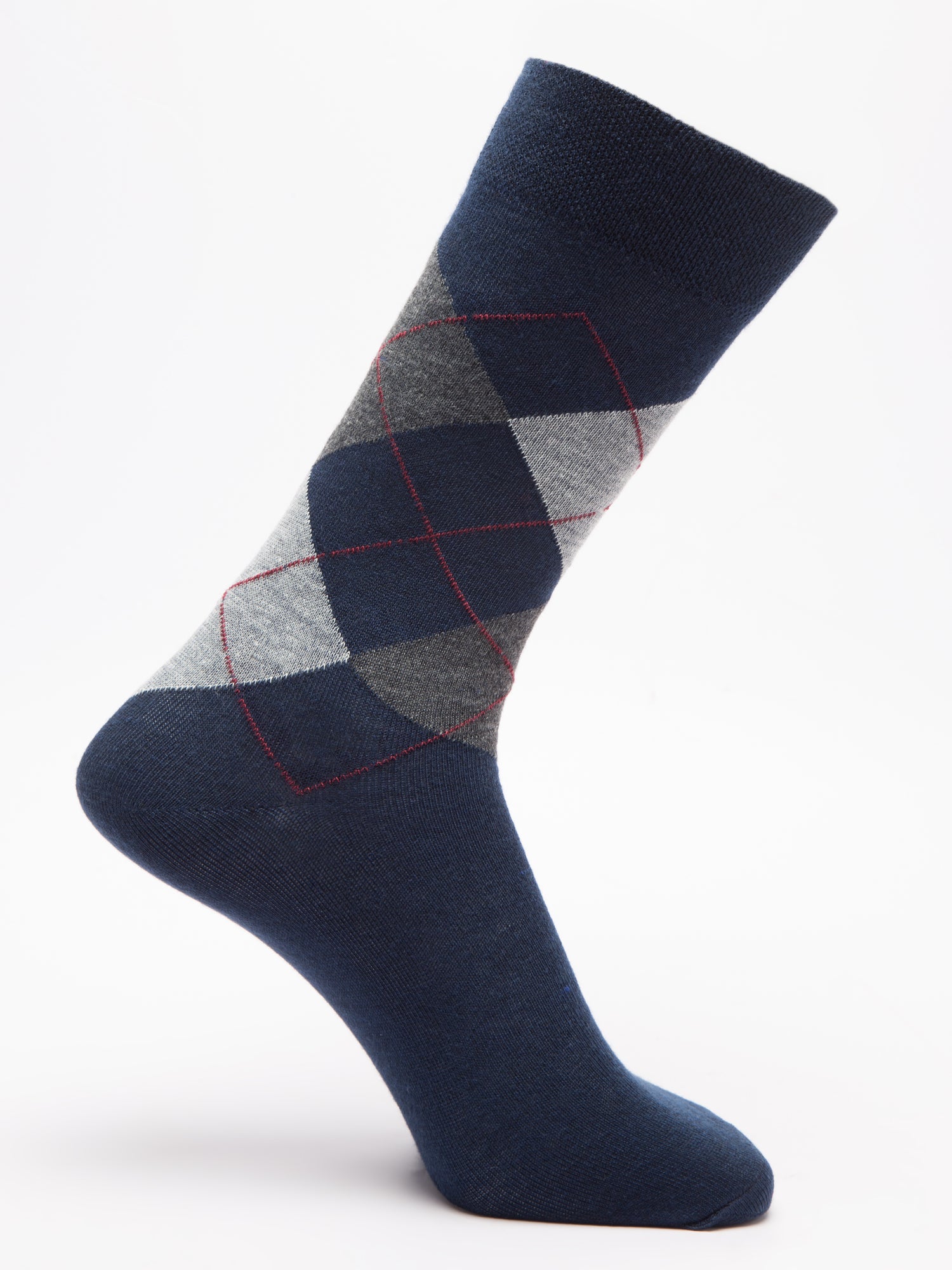 Malana Merino Men's Grey Patterned Calf-Lengh Cotton Socks (Pack of 3) Navy Blue