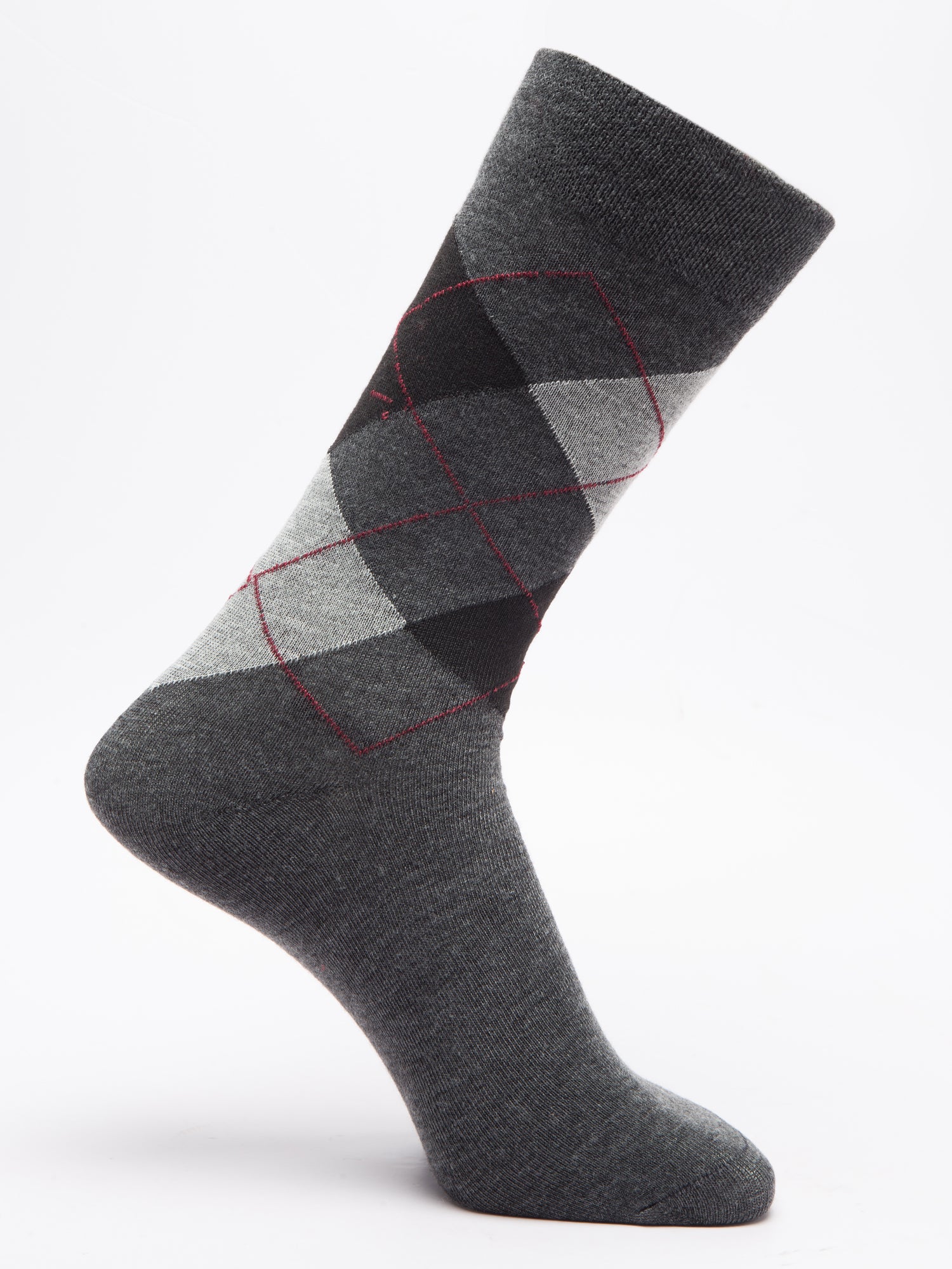 Malana Merino Men's Grey Patterned Calf-Lengh Cotton Socks (Pack of 2) Dark Grey
