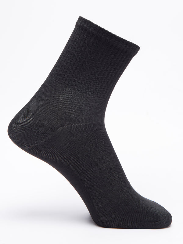 Malana Merino Diamond Men's Compact Cotton Terry Ankle Length Socks Black