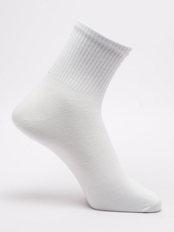 Malana Merino Diamond Men's Compact Cotton Terry Ankle Length Socks White