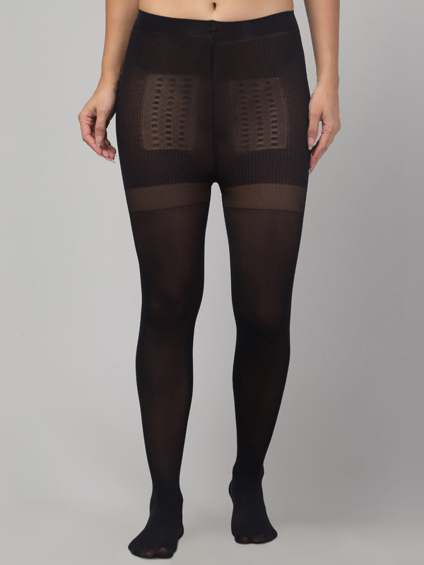 Malana Merino Comfortable Stockinggs for Women/Girls, High-Waist Nylon Opaque Pantyhose Stcokings | Super Strech Waistband with Breathable Material Black