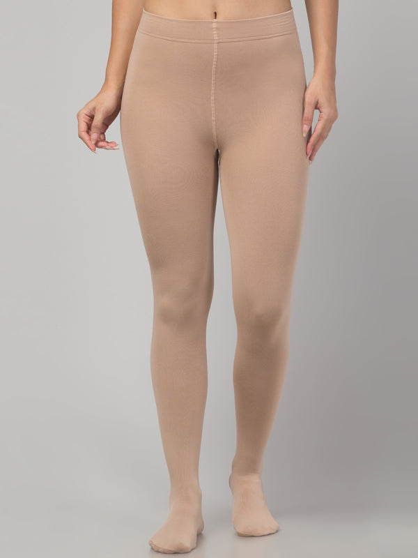 Malana Merino Women & Girl's Full Length High Waisted Warm Pantyhose Stockings Skin/Beige