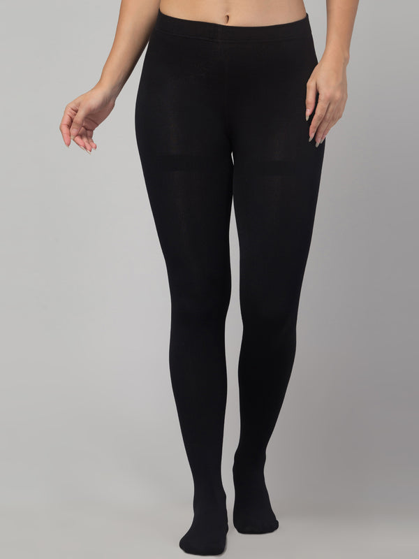 Malana Merino Women & Girl's Full Length High Waisted Warm Pantyhose Stockings Black