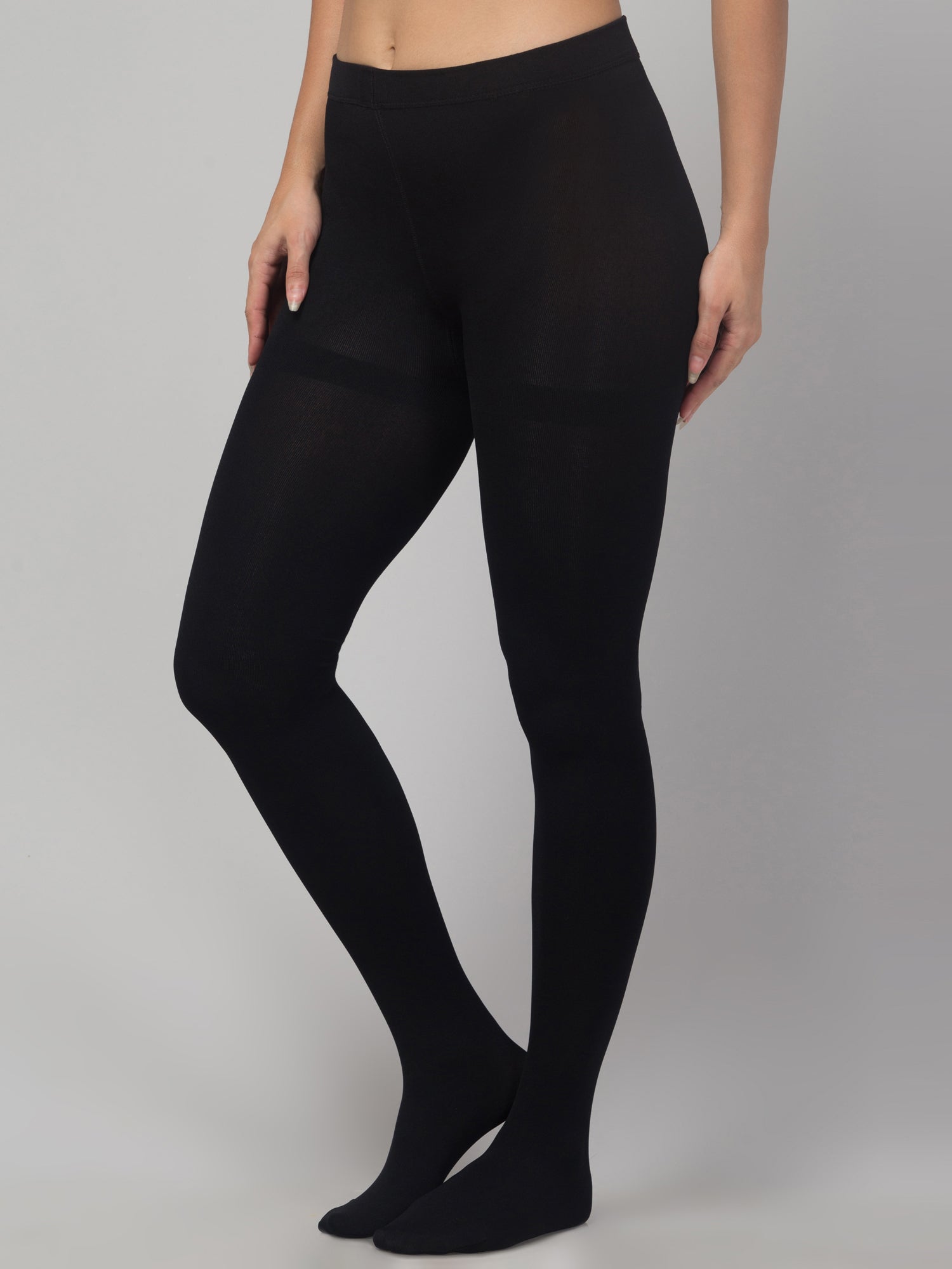 Malana Merino Women & Girl's Full Length High Waisted Warm Pantyhose Stockings (Pack of 2) Black & Skin