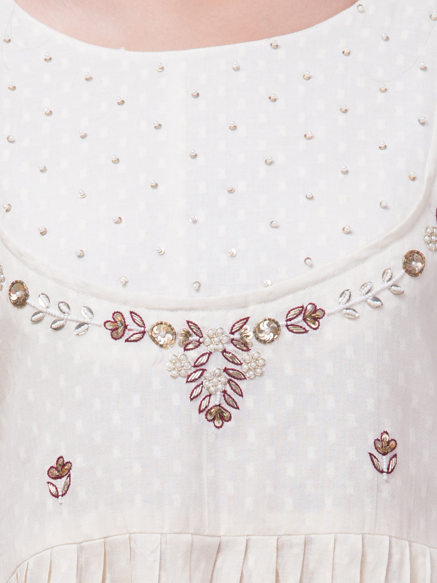 Malana Merino Wome's Flared Off White Salwar Suit with Dupatta