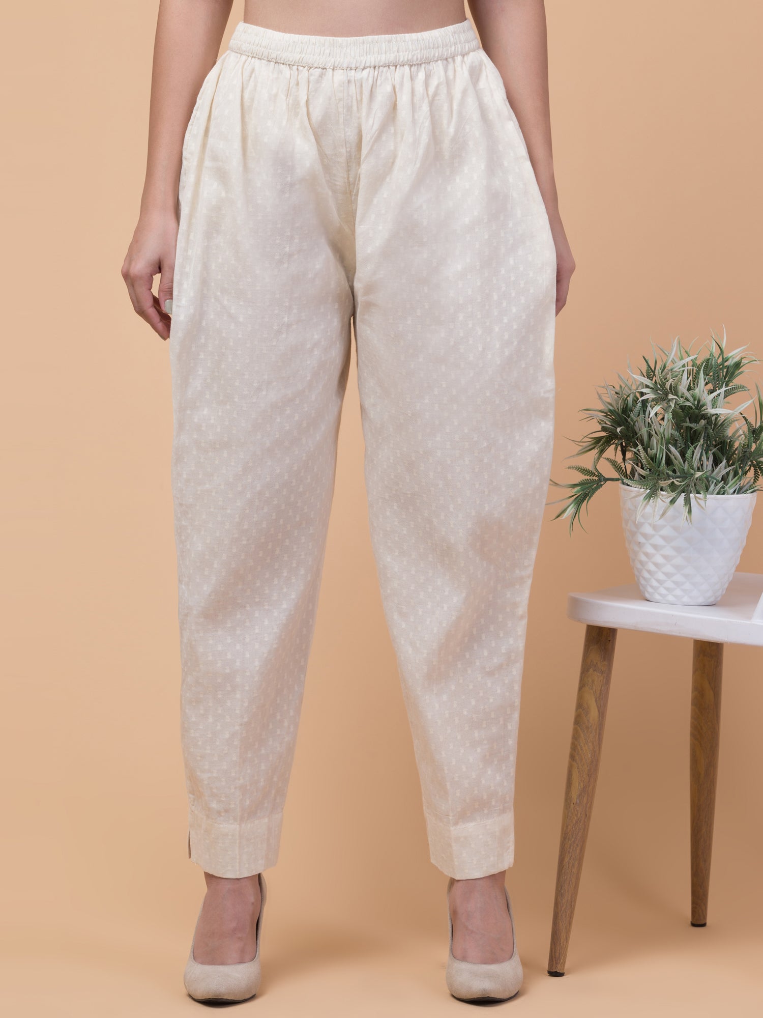 Malana Merino Wome's Flared Off White Salwar Suit with Dupatta